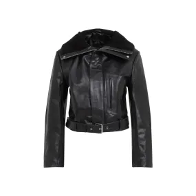 CROPPED LEATHER BIKER JACKET