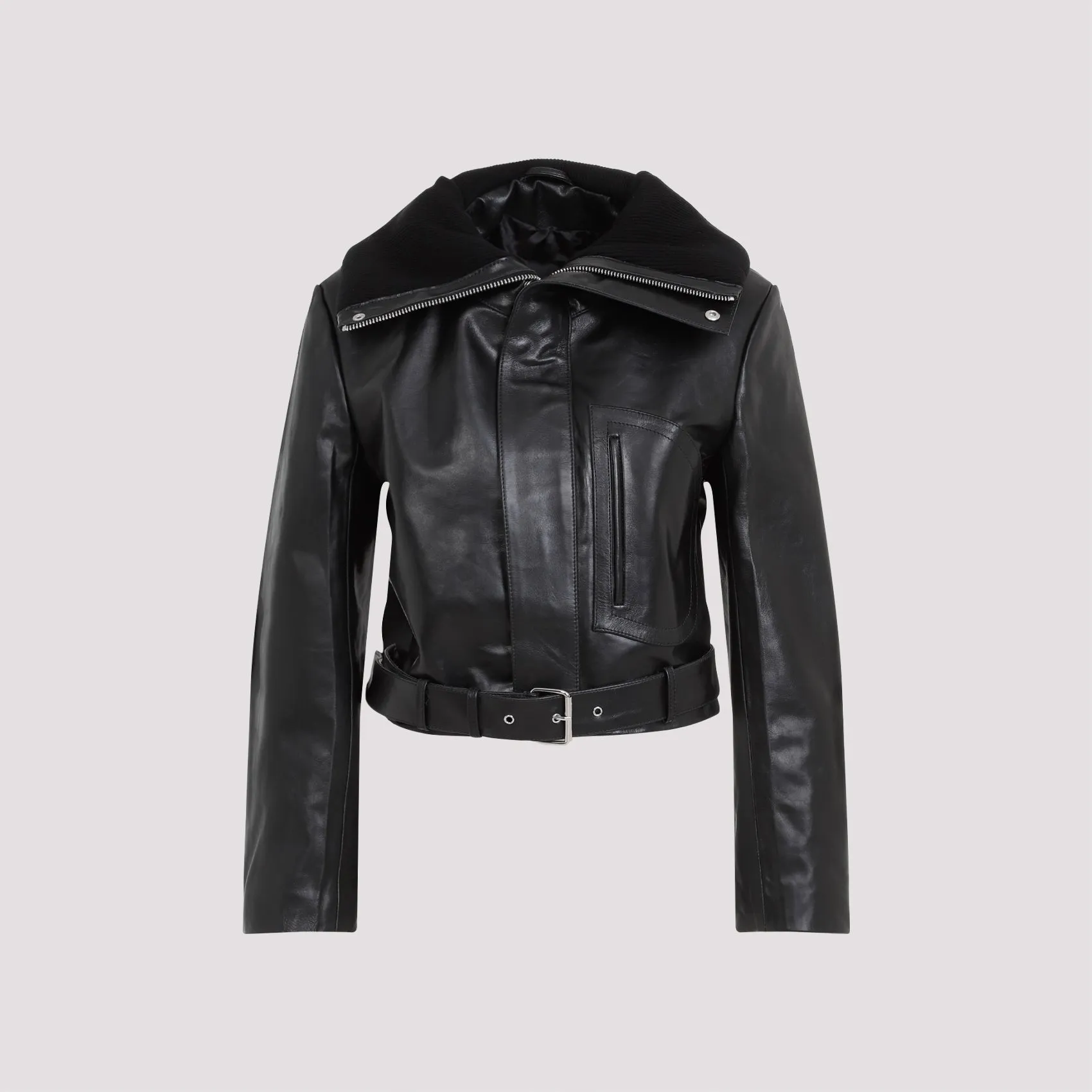 CROPPED LEATHER BIKER JACKET