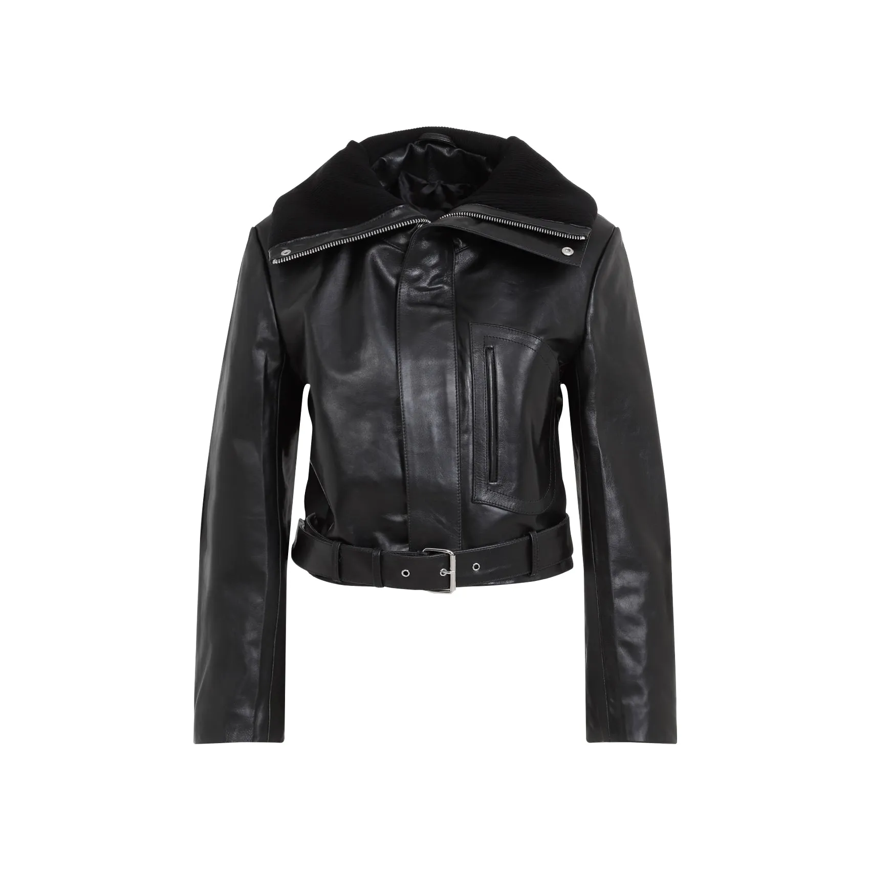 CROPPED LEATHER BIKER JACKET
