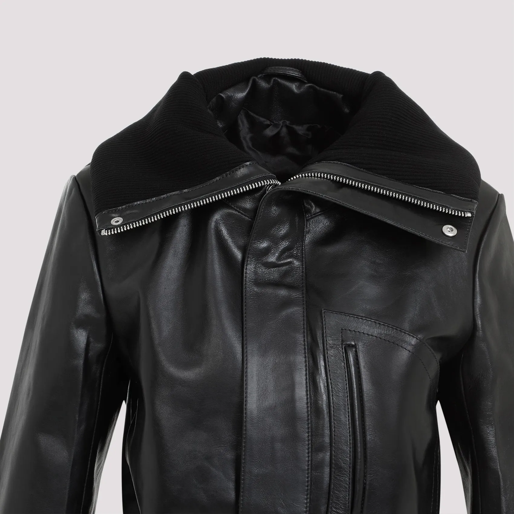 CROPPED LEATHER BIKER JACKET