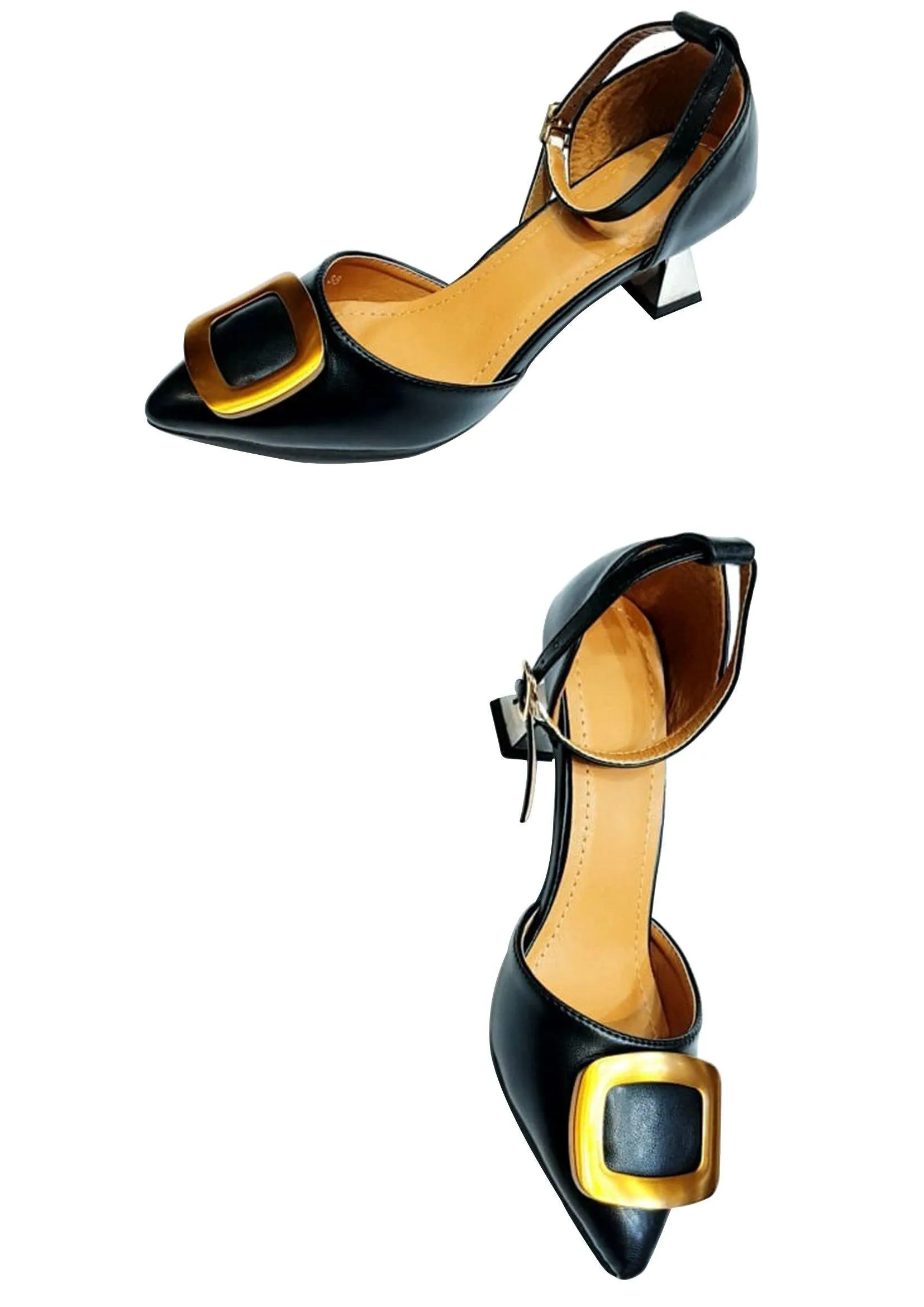Designer Mart Women's Pointed Toe Ankle Strap Pumps