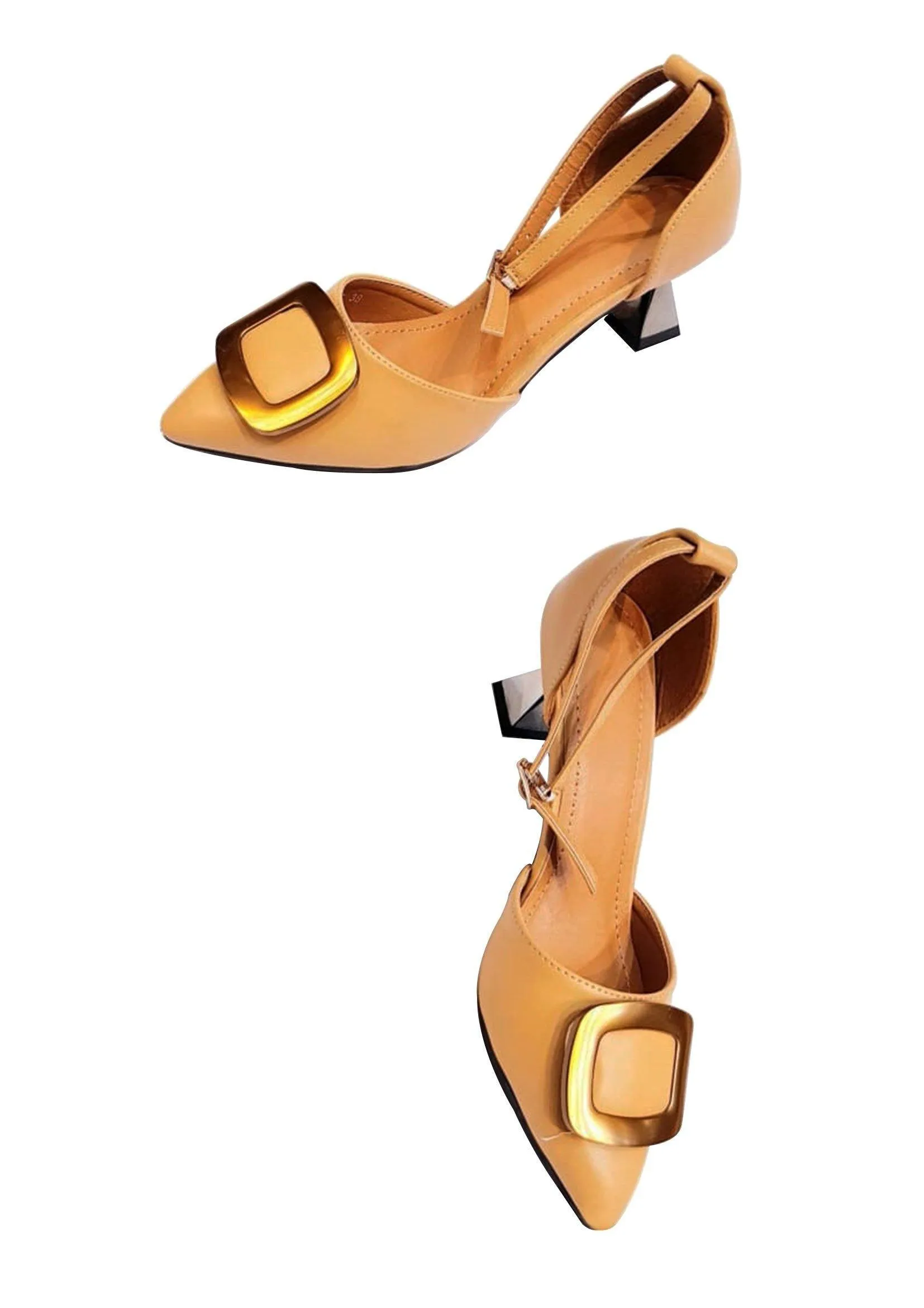 Designer Mart Women's Pointed Toe Ankle Strap Pumps