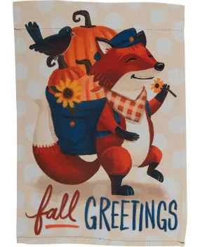 Foxy Fall Greetings Garden Suede Flag