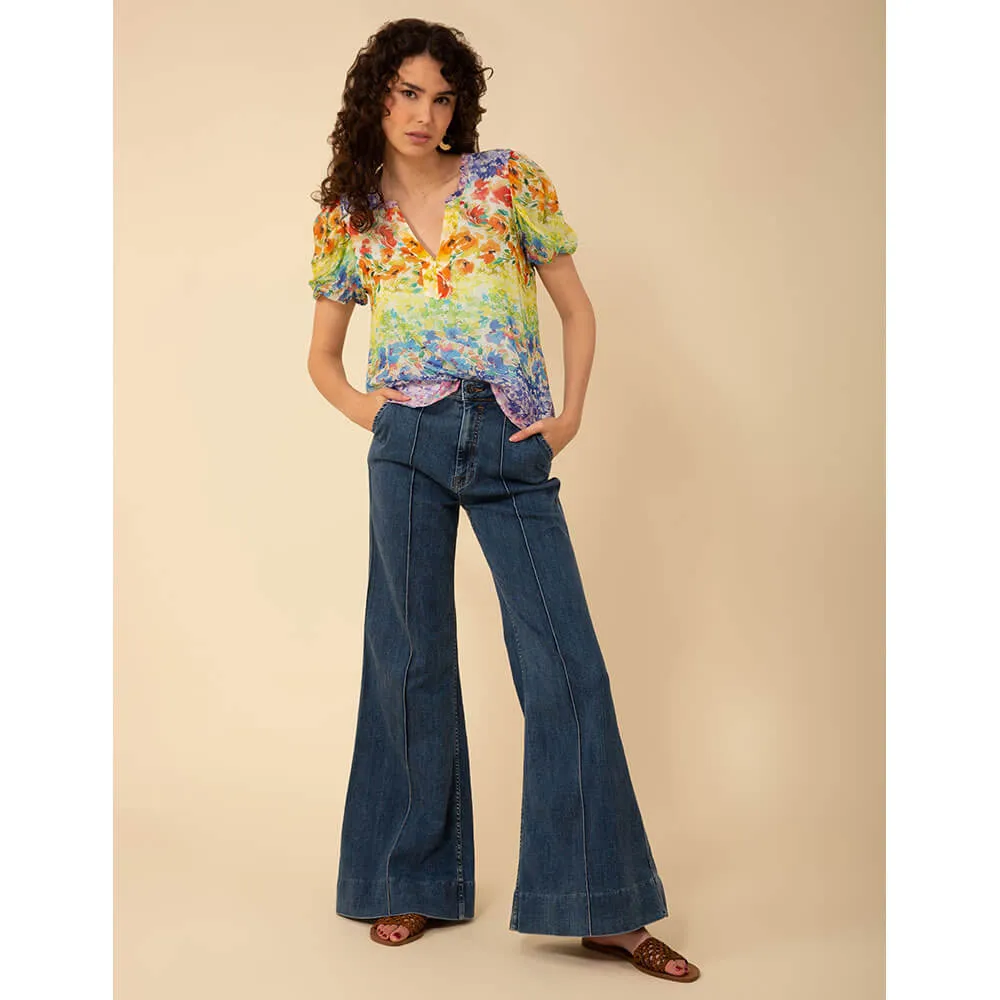 Hale Bob Ana Short Sleeve Top - Blue