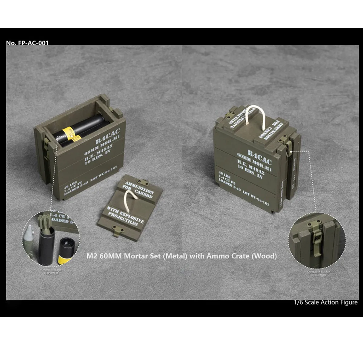 HiPlay Facepool Figure, WWII Marine: Mortar Set, Accessory For 12 Inch Figure FPAC001