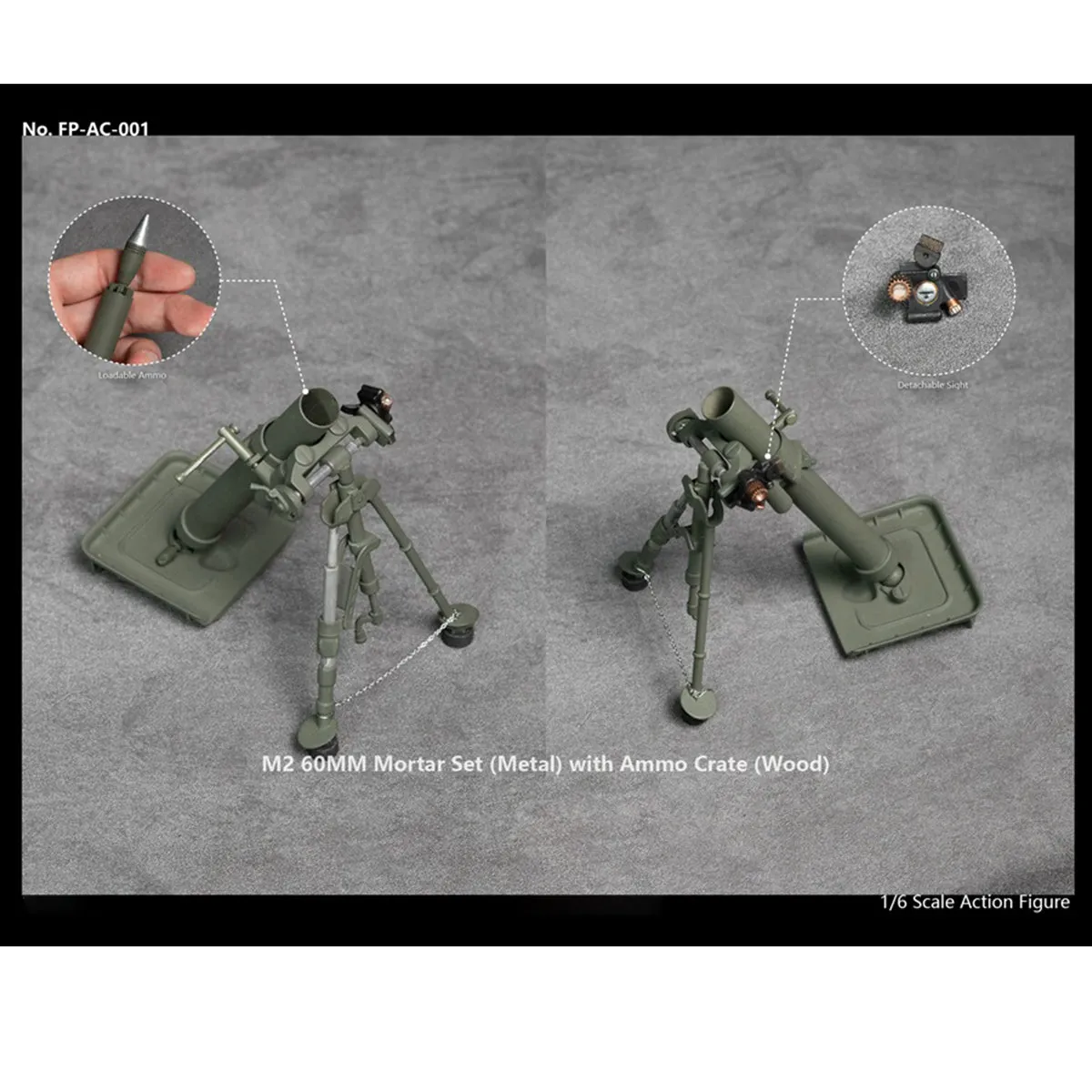 HiPlay Facepool Figure, WWII Marine: Mortar Set, Accessory For 12 Inch Figure FPAC001