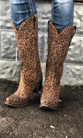 Lane Saratoga Stud Boot~ Custom Cowgirl Kim Wild Cheetah Print