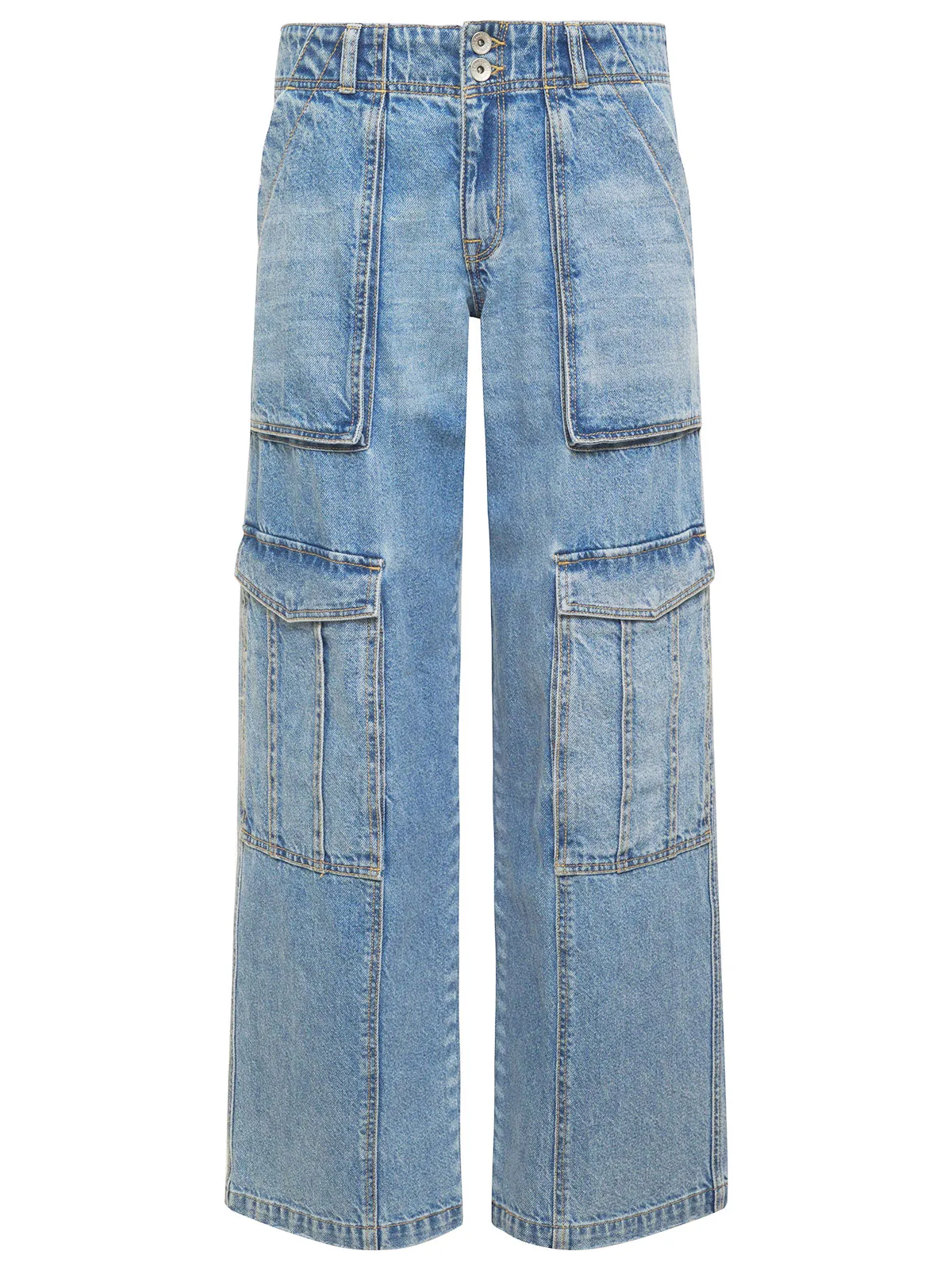Level Up Standard Rise Denim Cargo Pant Digital Blue