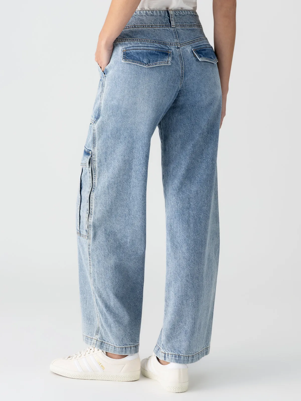 Level Up Standard Rise Denim Cargo Pant Digital Blue