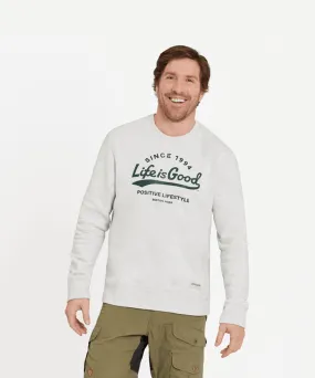 Life is Good Positive Ballyard Script Simply True Fleece Crew - Light Heather Gray