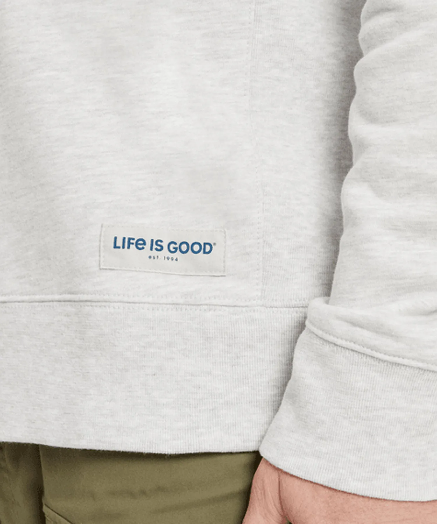 Life is Good Positive Ballyard Script Simply True Fleece Crew - Light Heather Gray