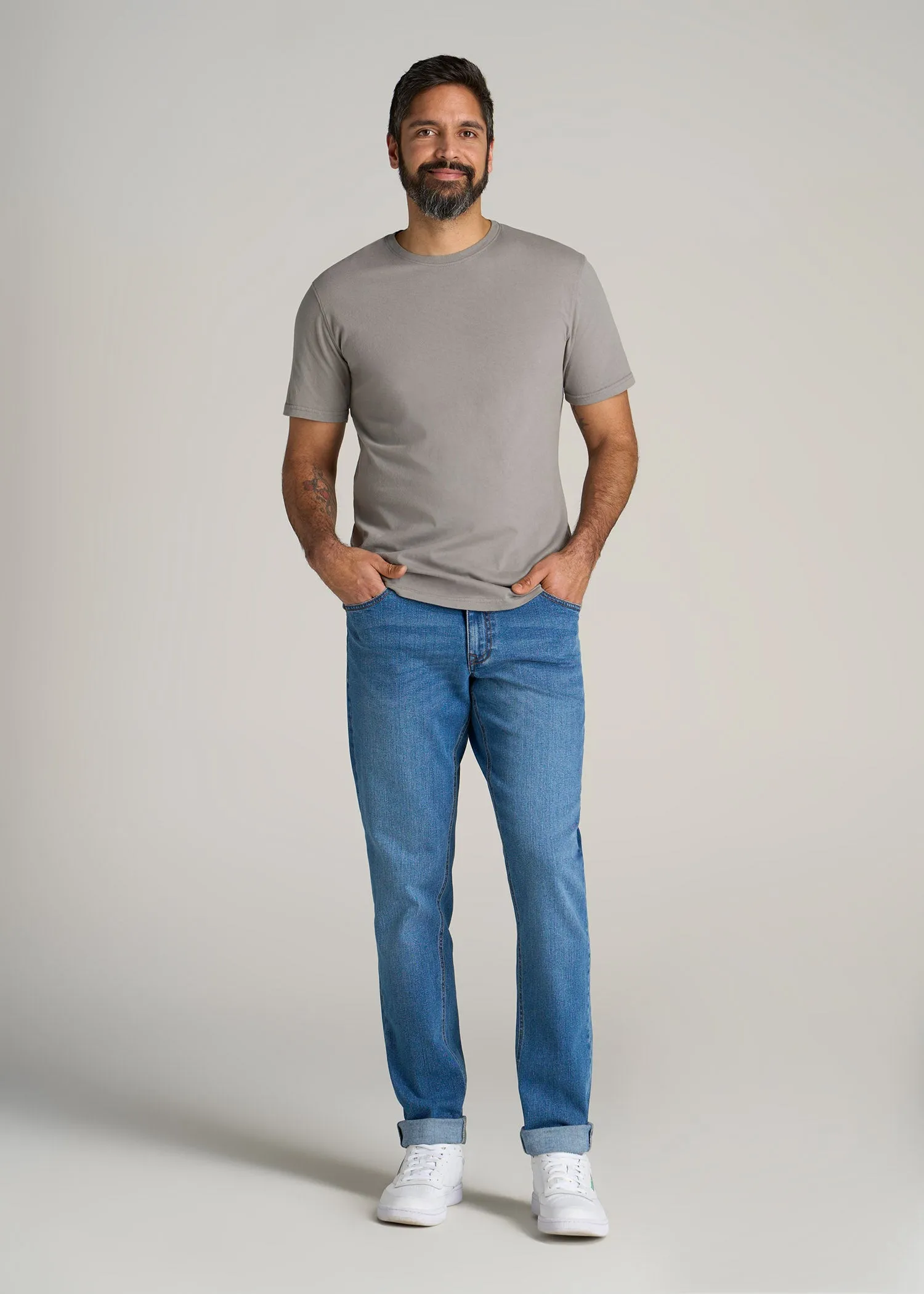 LJ&S Men's Tall REGULAR-FIT Crew Neck Tee in Pewter