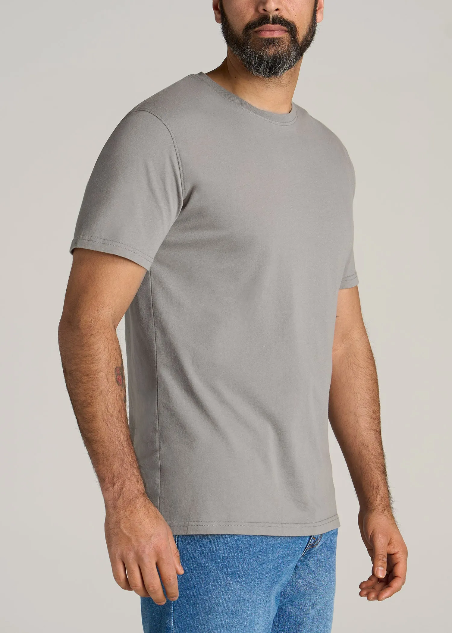 LJ&S Men's Tall REGULAR-FIT Crew Neck Tee in Pewter
