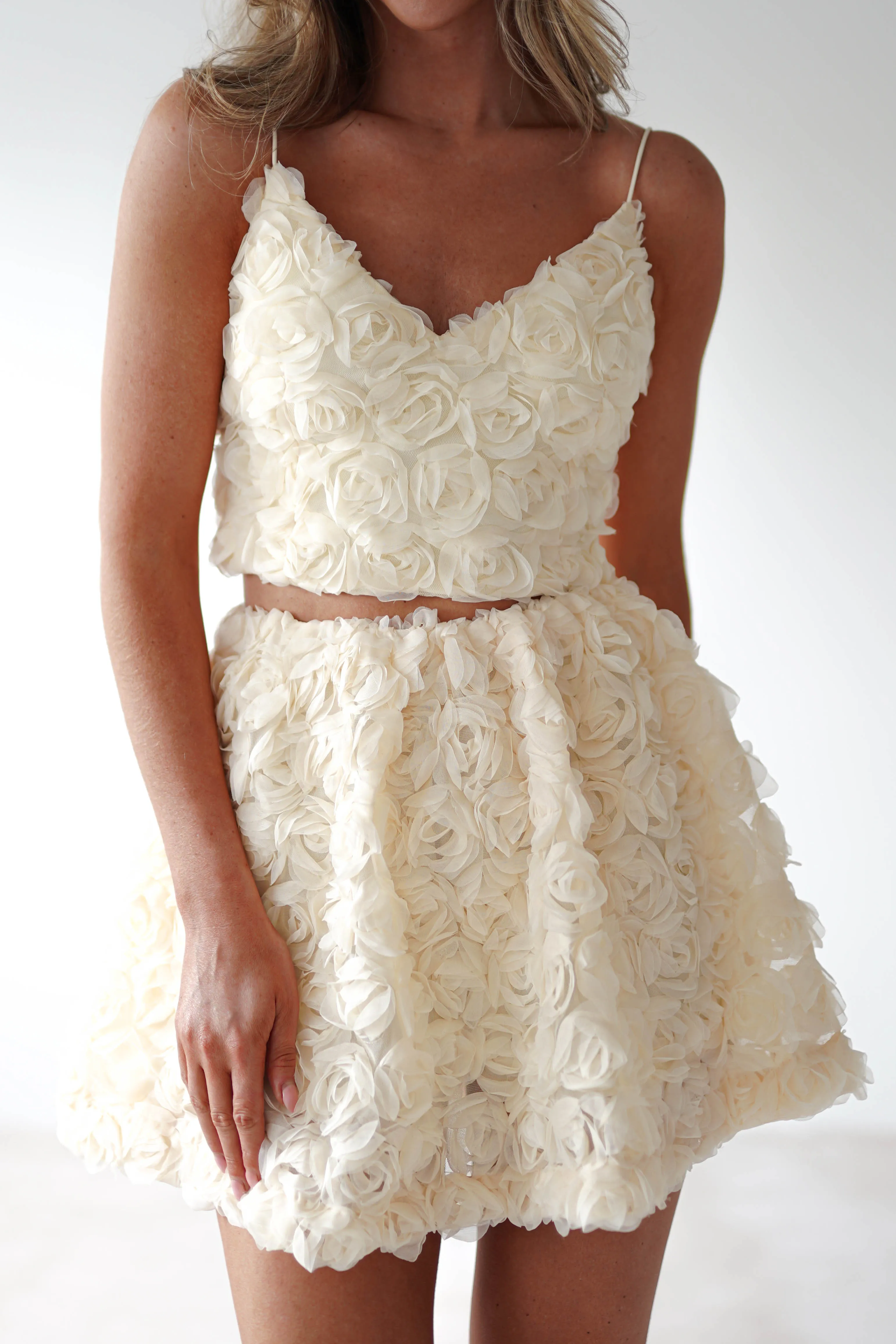 Lydia Floral-Appliqué Top & Skirt Set | Butter