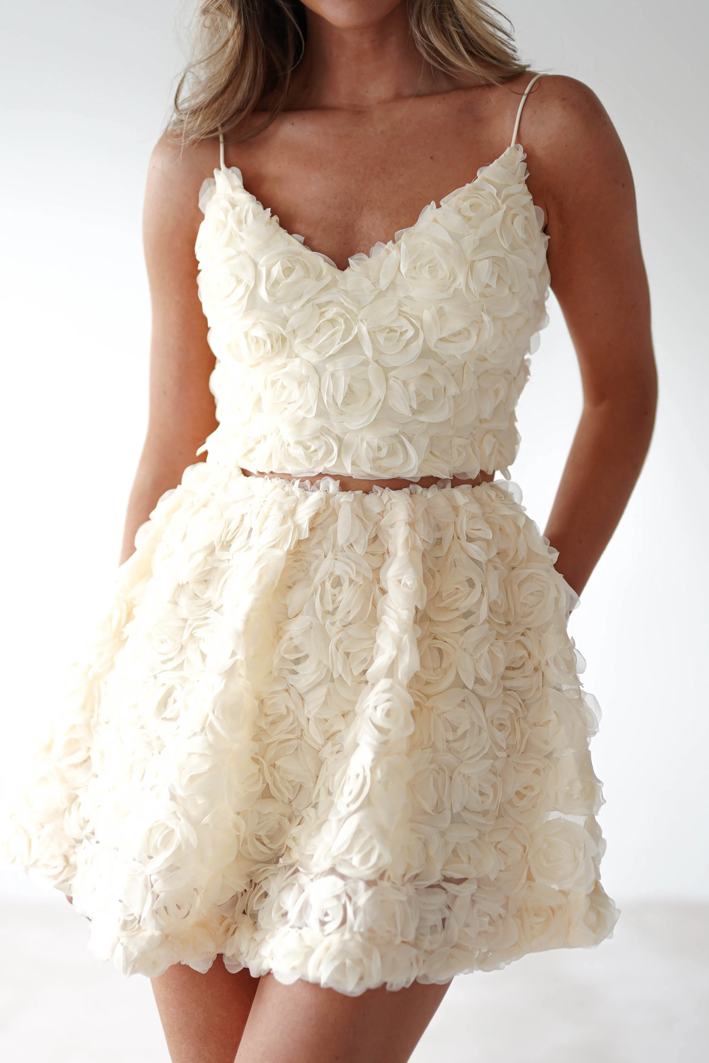 Lydia Floral-Appliqué Top & Skirt Set | Butter