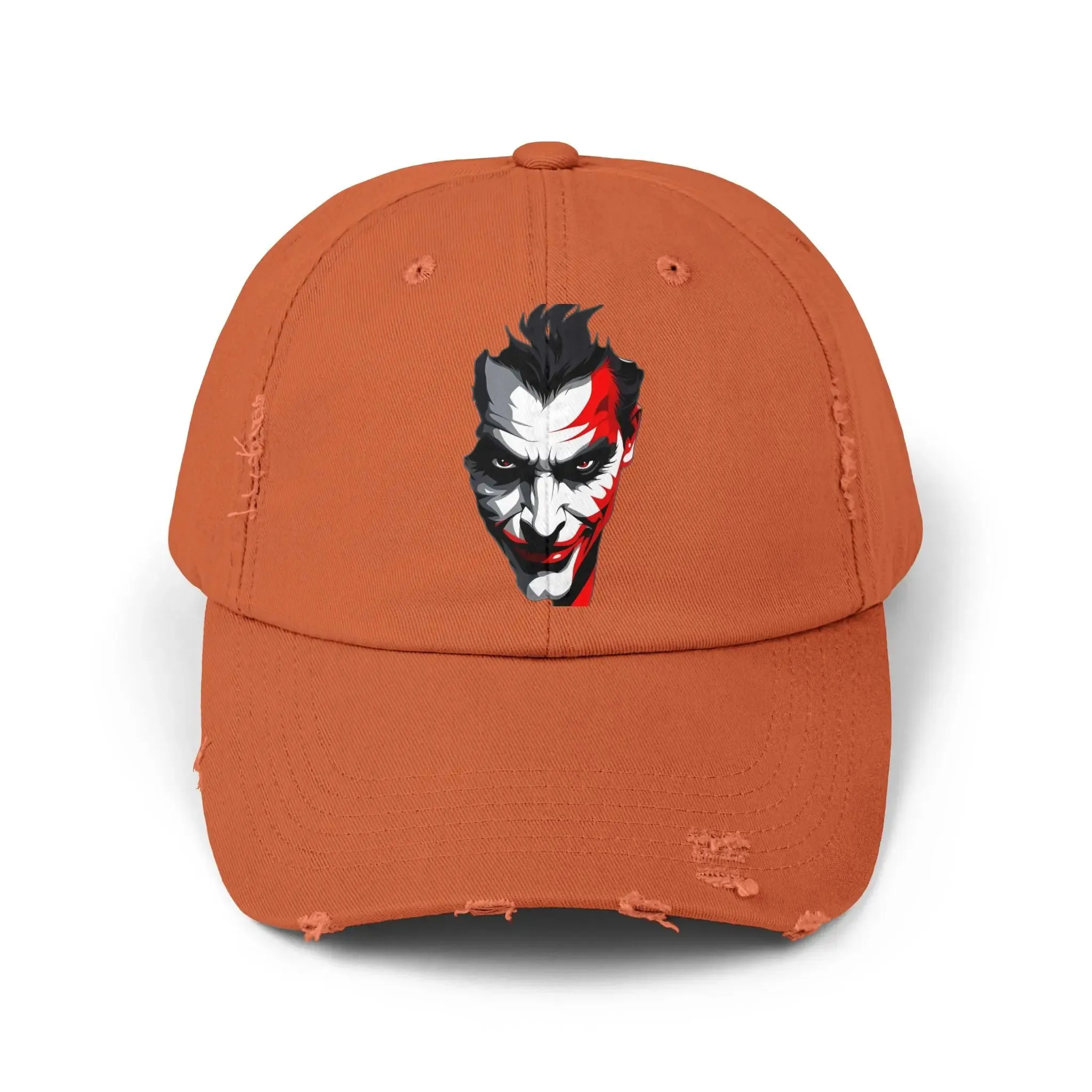 Mens & women Distressed Cap with Joker Graphic - Trendy Vintage Style Hat for Fans