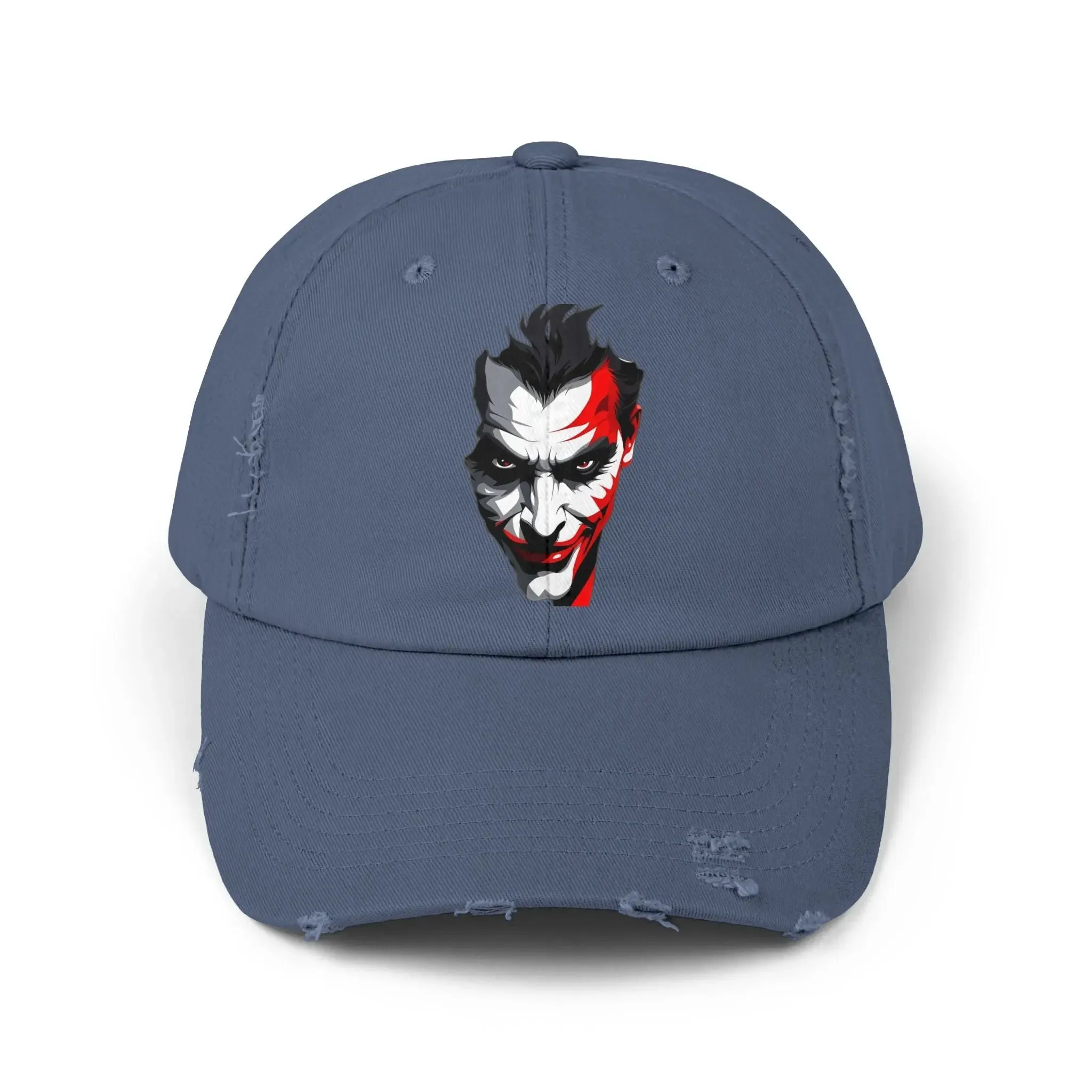 Mens & women Distressed Cap with Joker Graphic - Trendy Vintage Style Hat for Fans