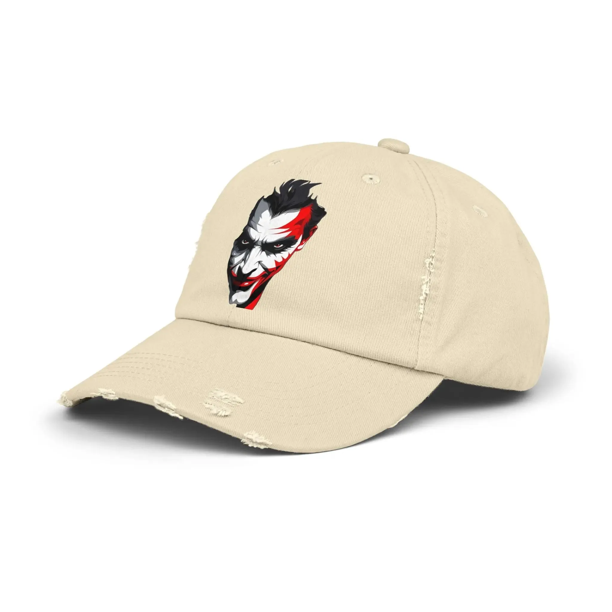 Mens & women Distressed Cap with Joker Graphic - Trendy Vintage Style Hat for Fans