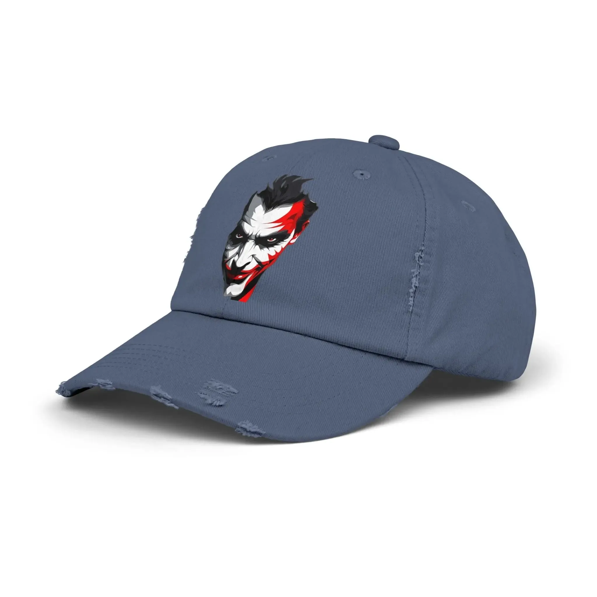 Mens & women Distressed Cap with Joker Graphic - Trendy Vintage Style Hat for Fans
