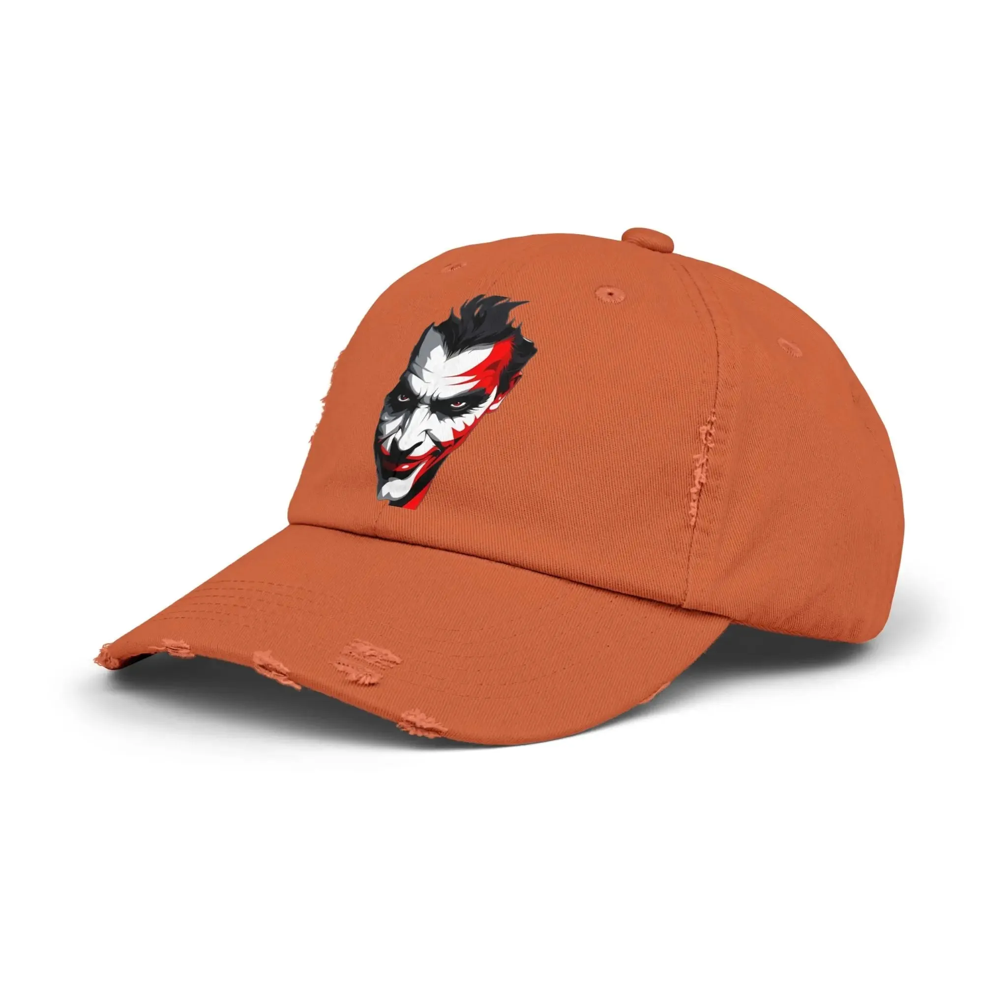 Mens & women Distressed Cap with Joker Graphic - Trendy Vintage Style Hat for Fans