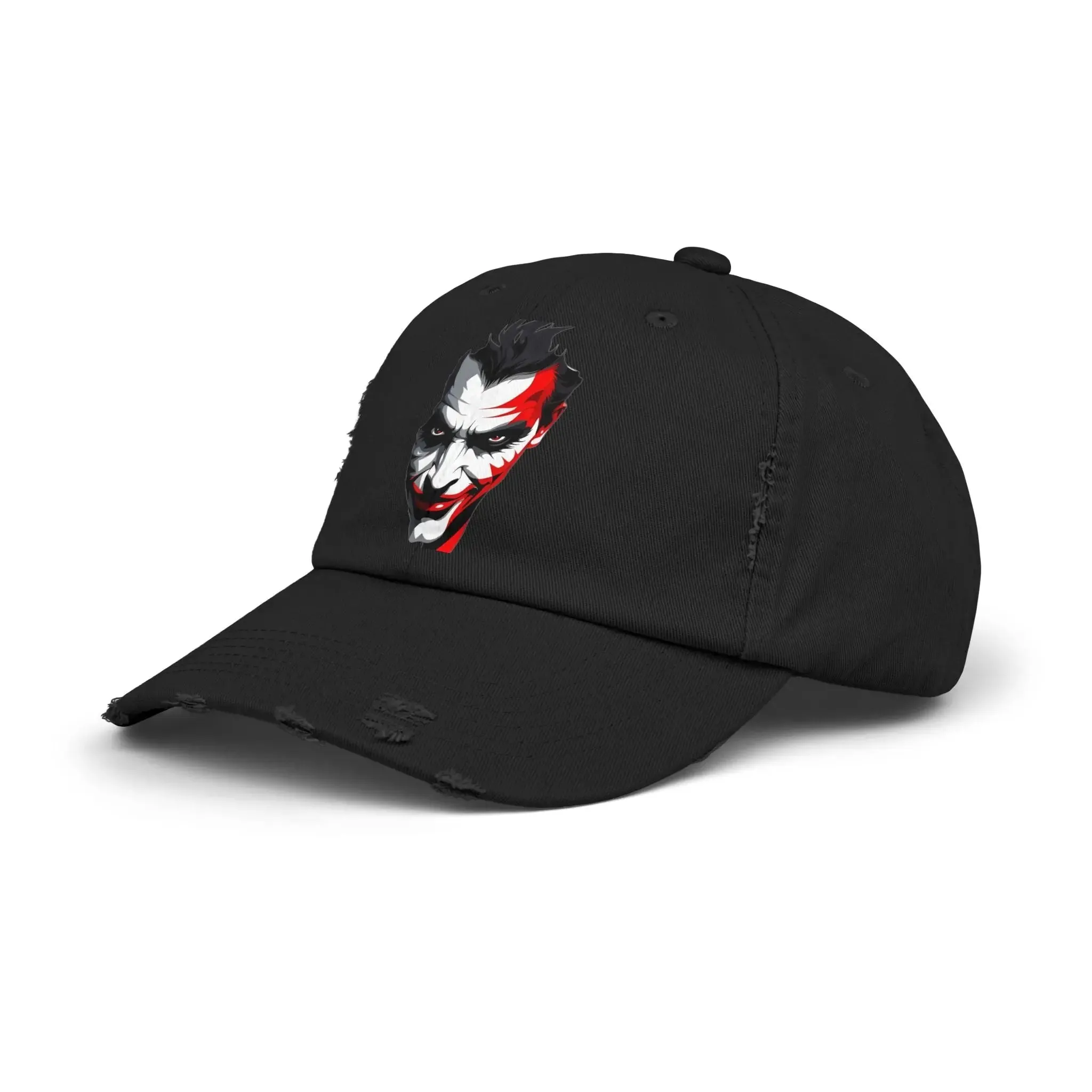 Mens & women Distressed Cap with Joker Graphic - Trendy Vintage Style Hat for Fans