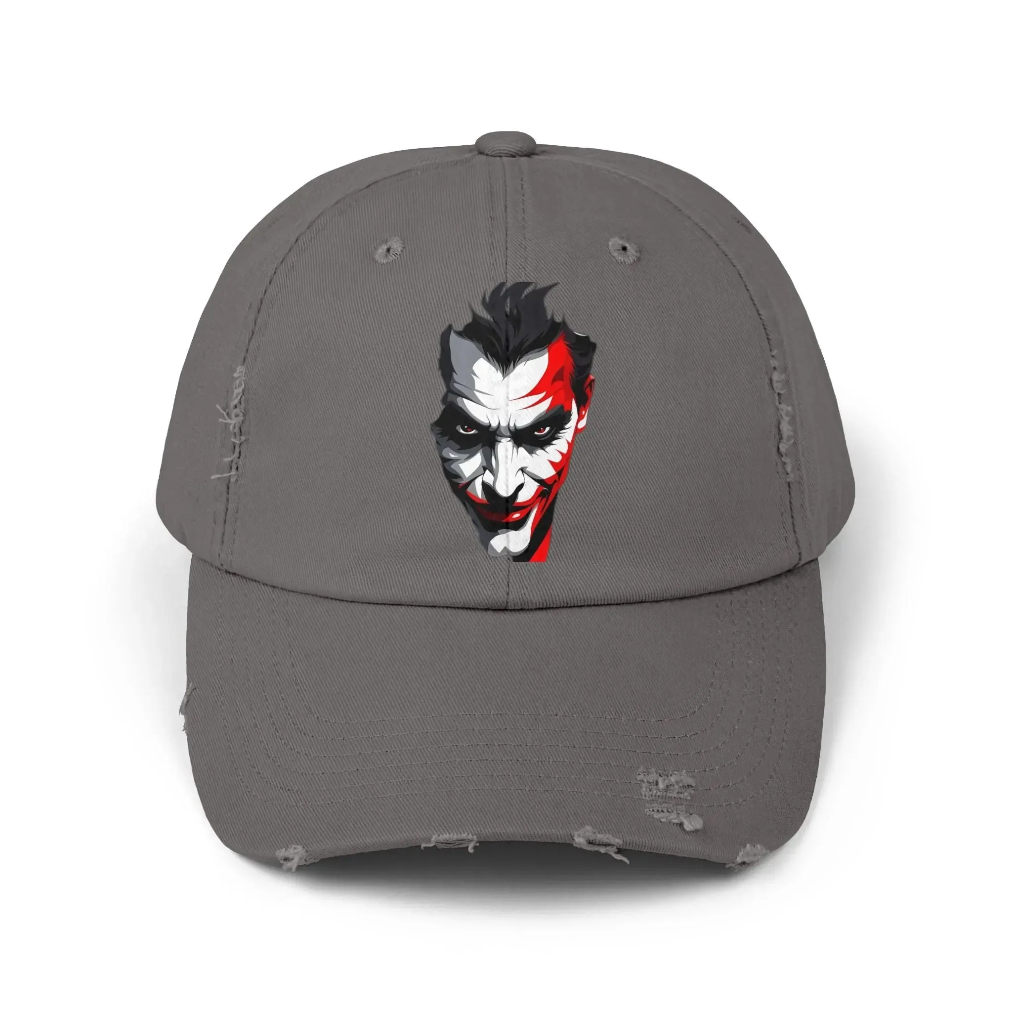 Mens & women Distressed Cap with Joker Graphic - Trendy Vintage Style Hat for Fans