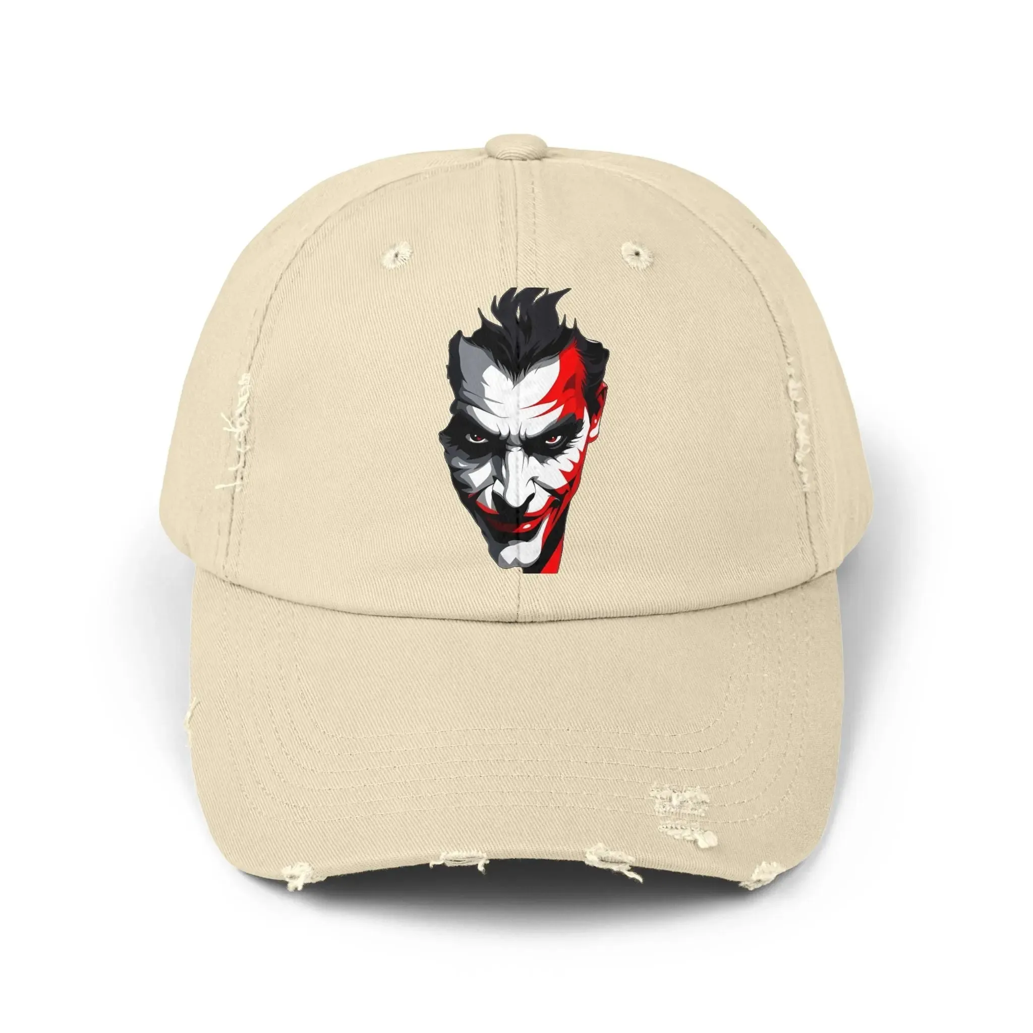 Mens & women Distressed Cap with Joker Graphic - Trendy Vintage Style Hat for Fans