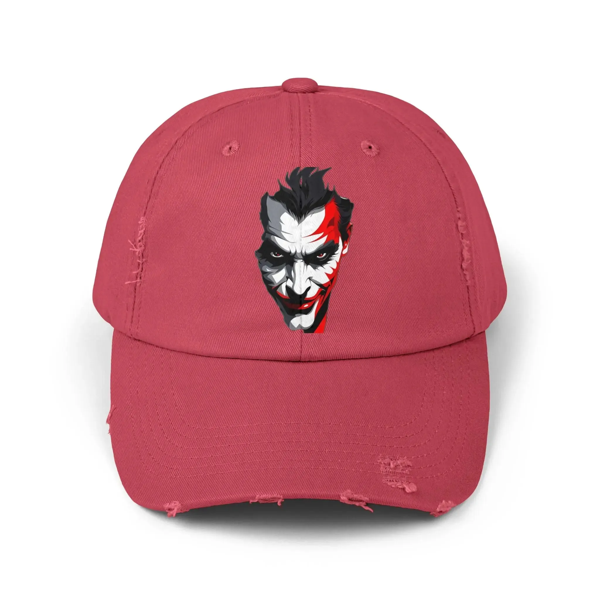 Mens & women Distressed Cap with Joker Graphic - Trendy Vintage Style Hat for Fans