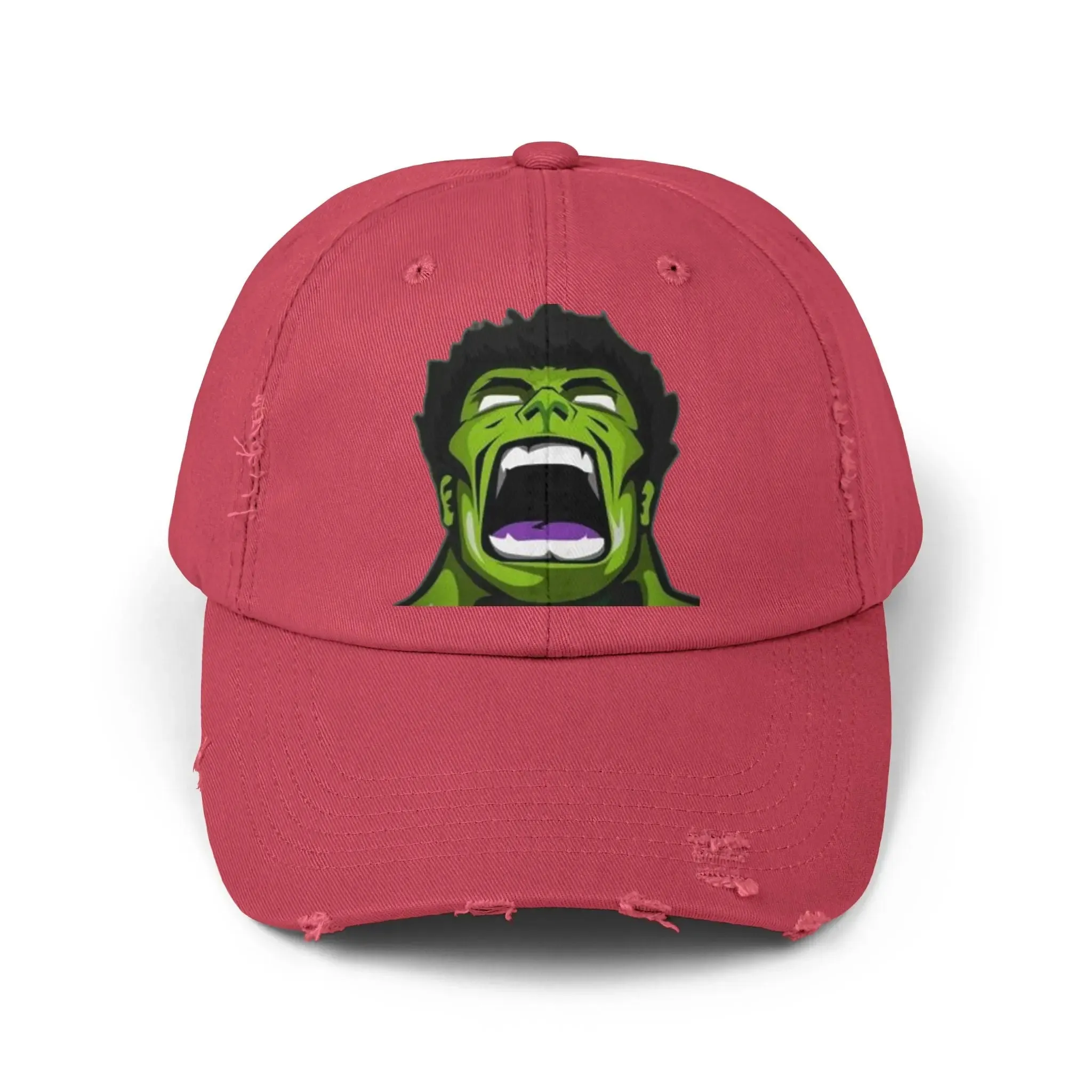 Men's & Women's Distressed Cap - Hulk Graphic Cap for Marvel Fans
