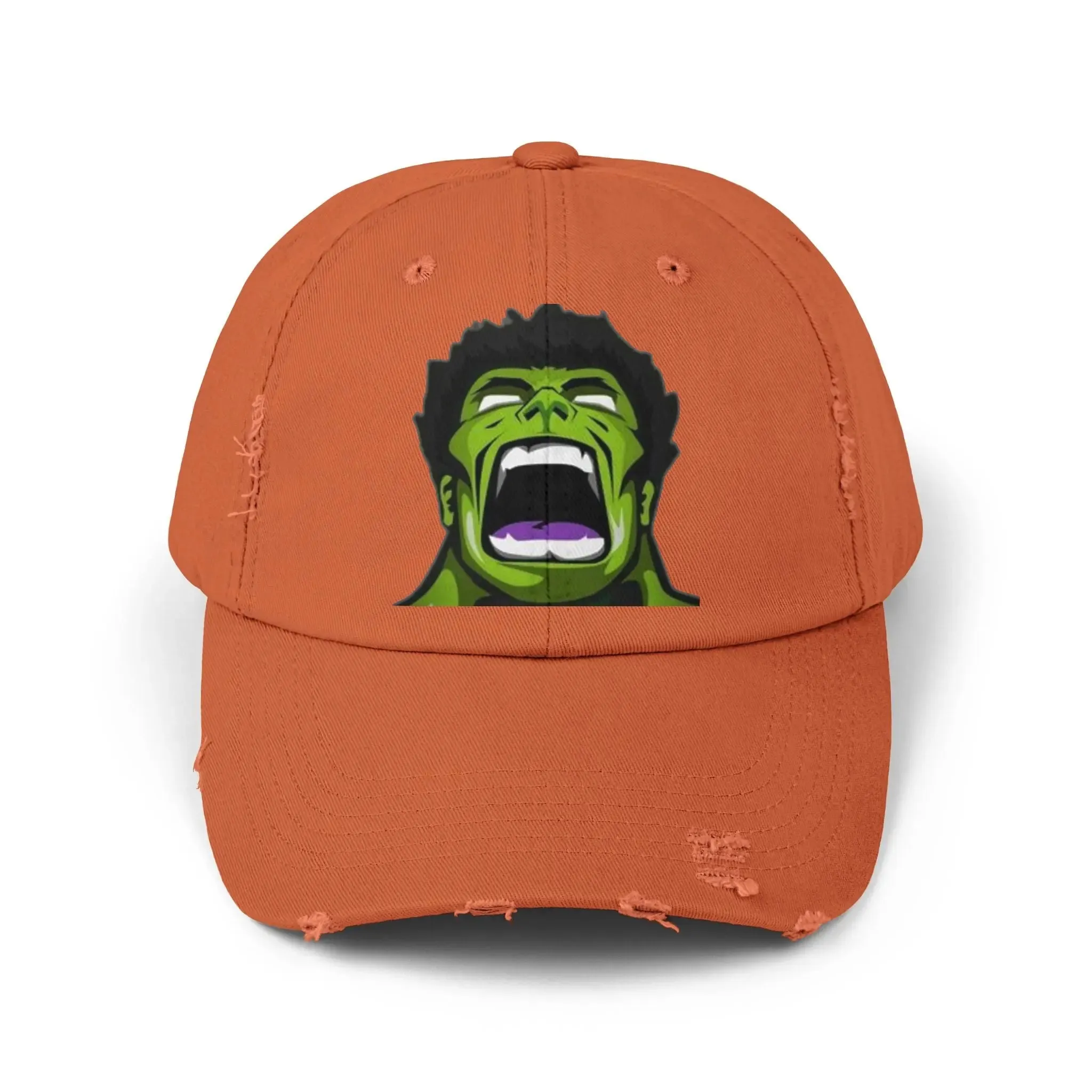 Men's & Women's Distressed Cap - Hulk Graphic Cap for Marvel Fans