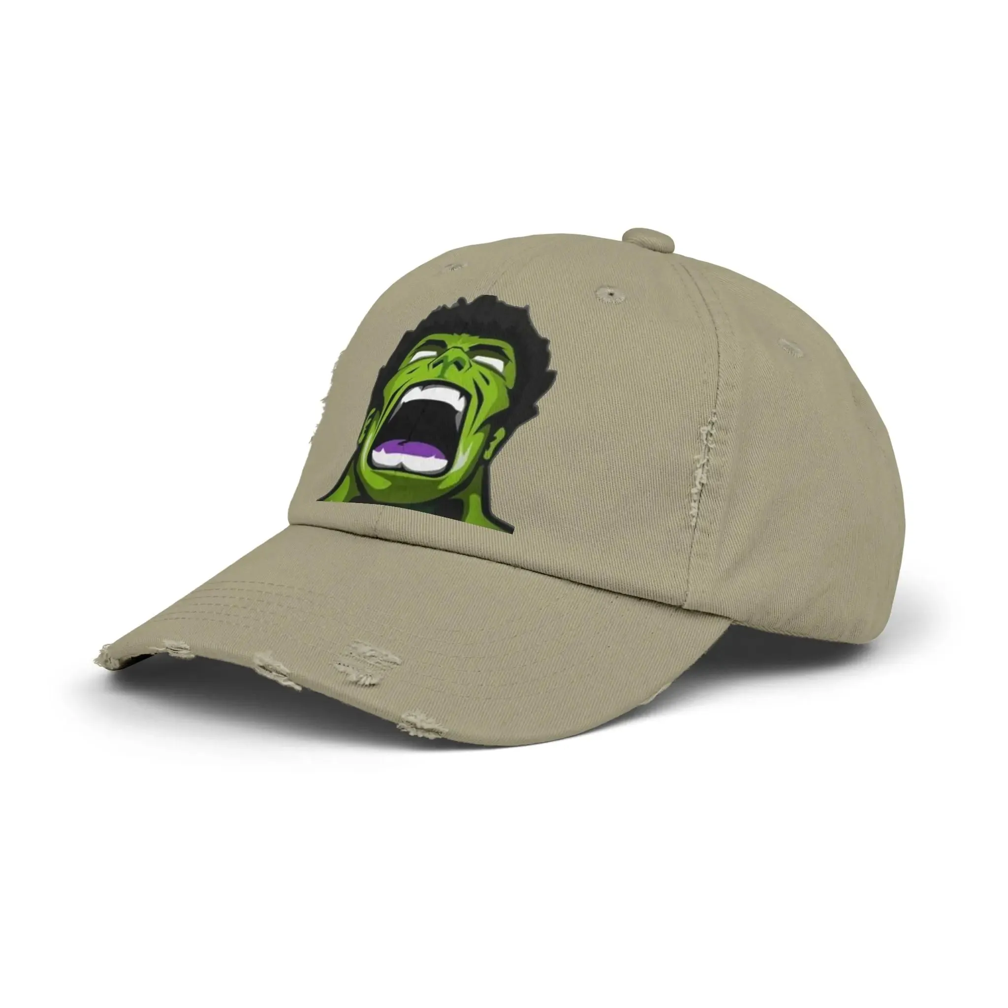 Men's & Women's Distressed Cap - Hulk Graphic Cap for Marvel Fans