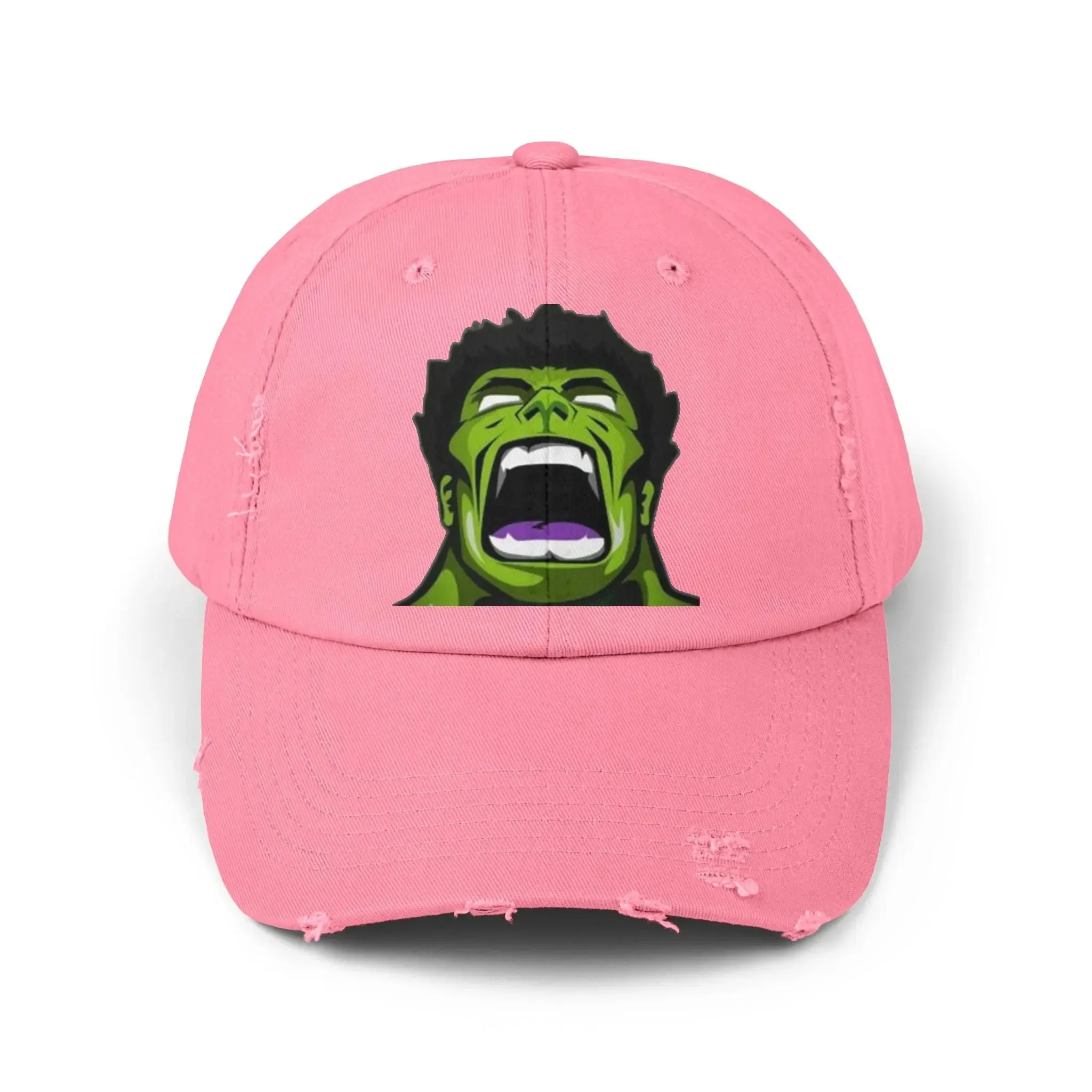 Men's & Women's Distressed Cap - Hulk Graphic Cap for Marvel Fans
