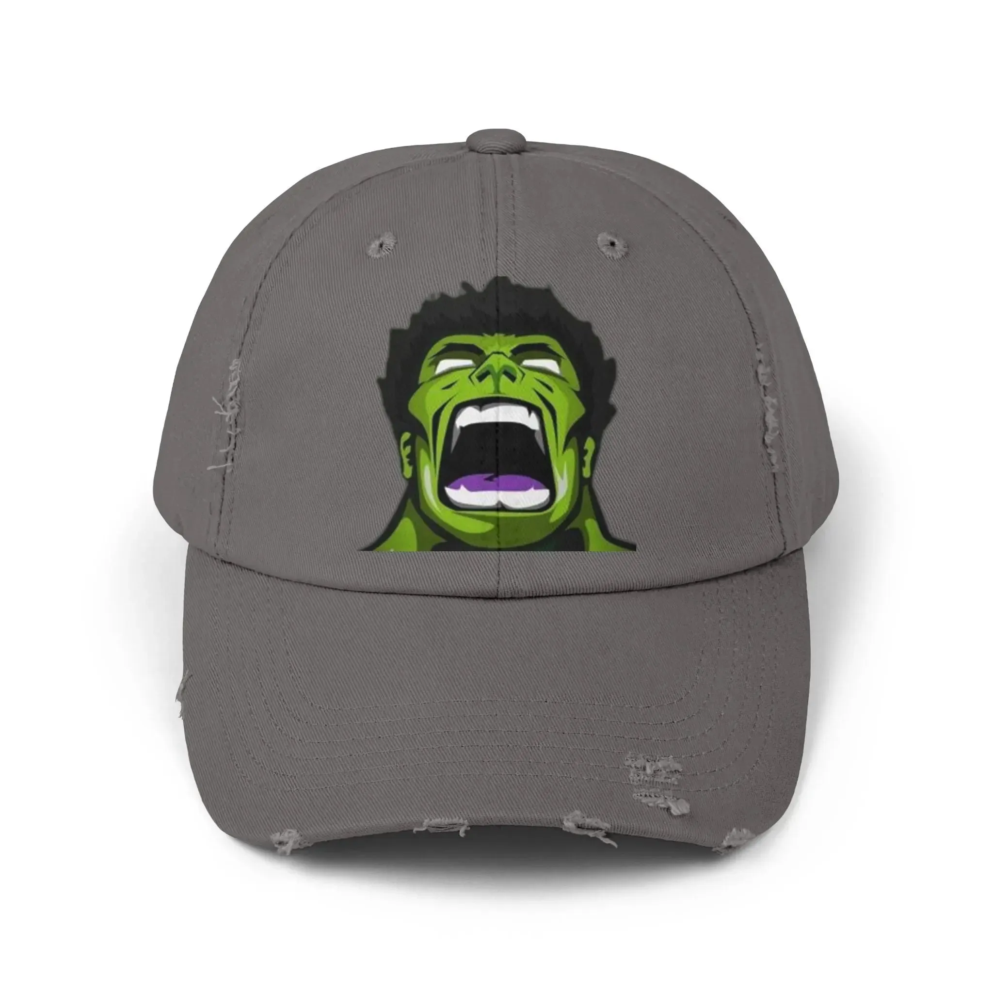 Men's & Women's Distressed Cap - Hulk Graphic Cap for Marvel Fans