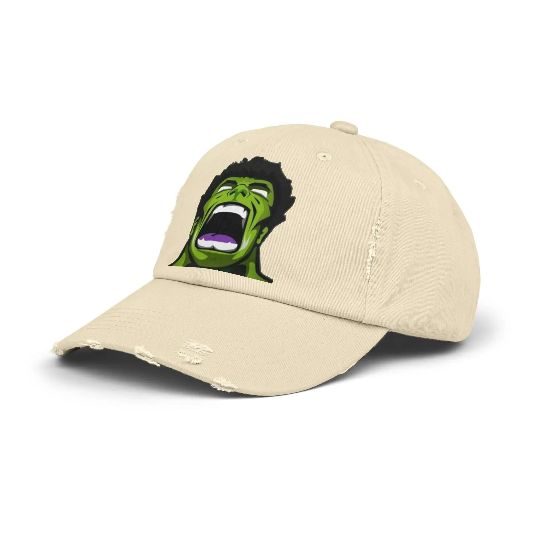 Men's & Women's Distressed Cap - Hulk Graphic Cap for Marvel Fans