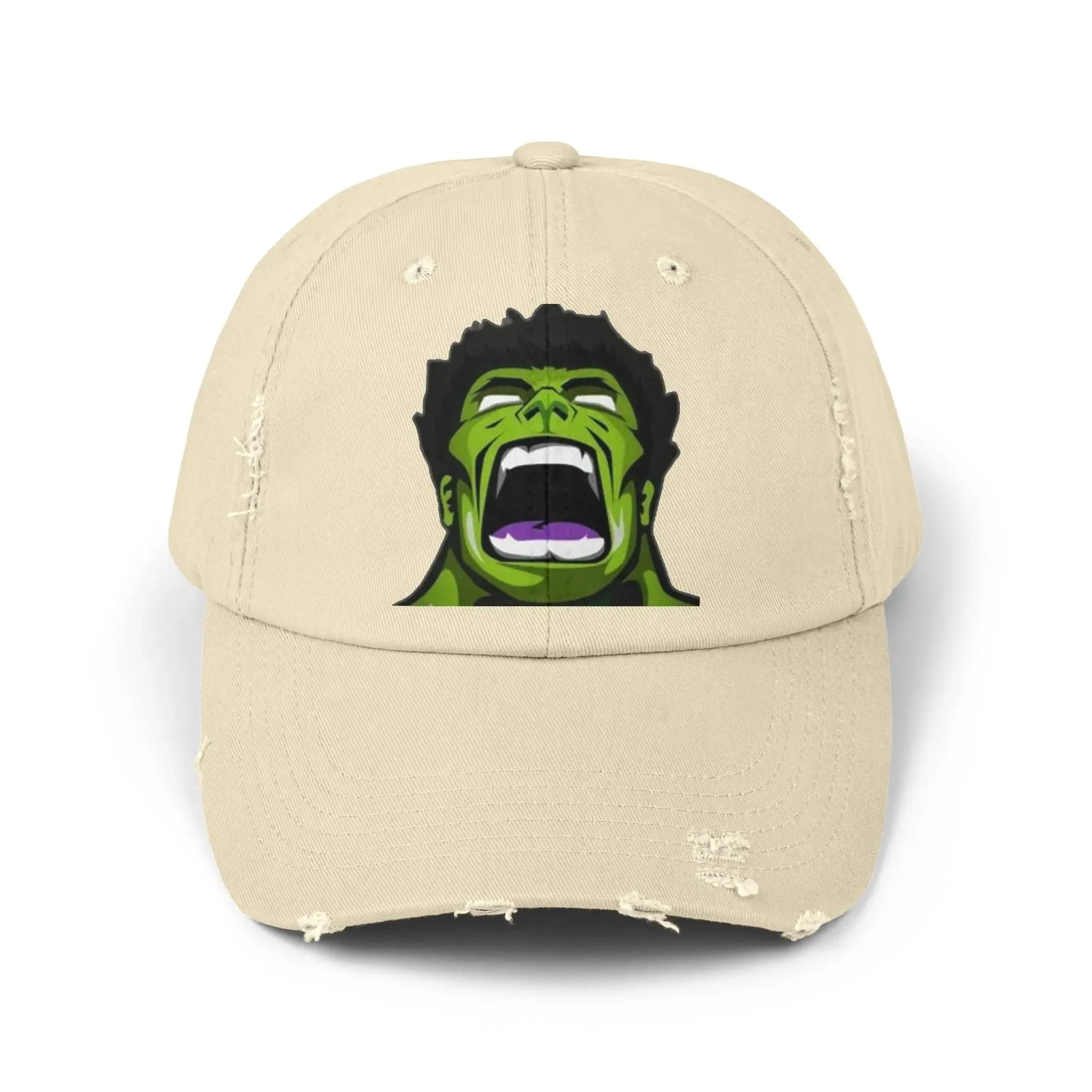 Men's & Women's Distressed Cap - Hulk Graphic Cap for Marvel Fans
