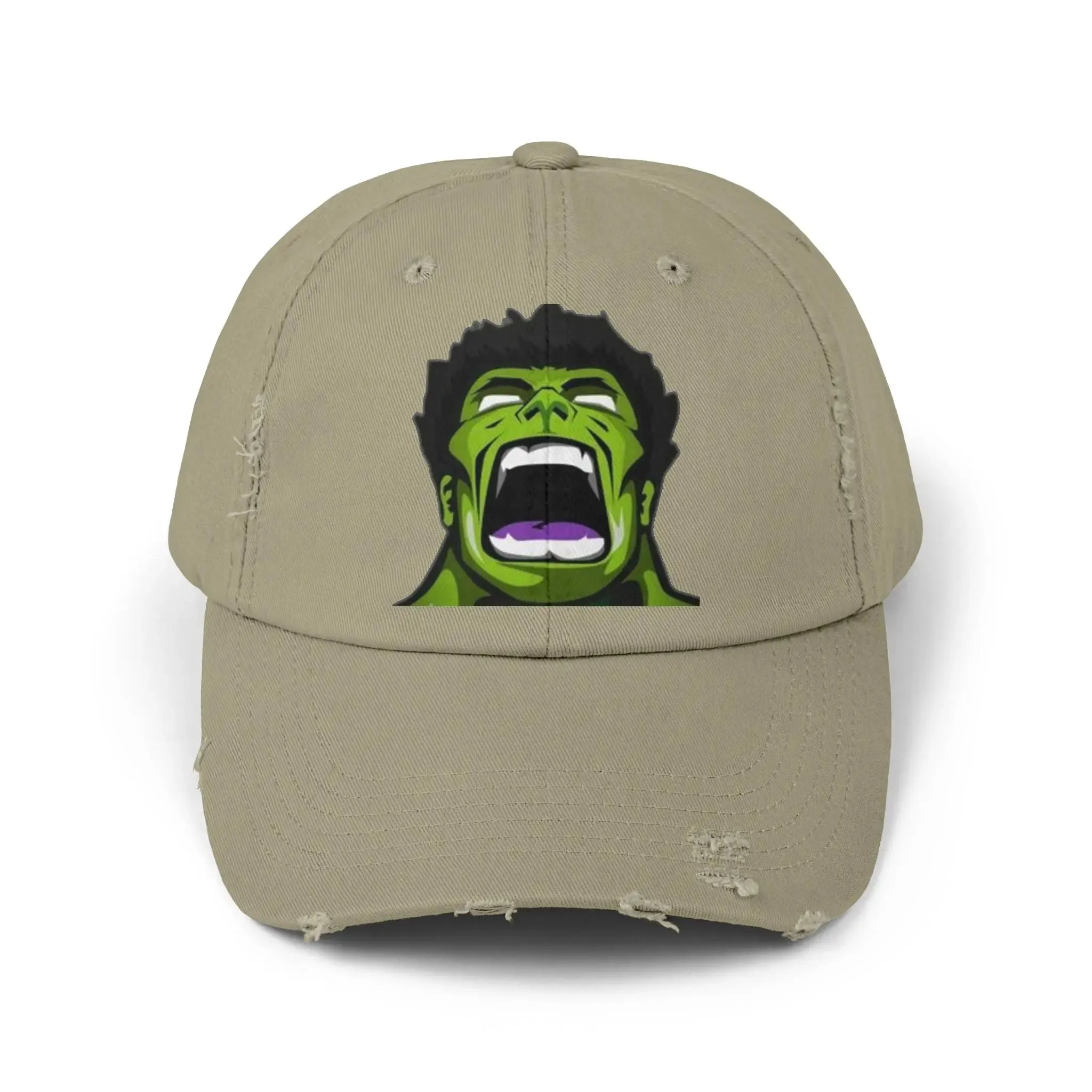 Men's & Women's Distressed Cap - Hulk Graphic Cap for Marvel Fans