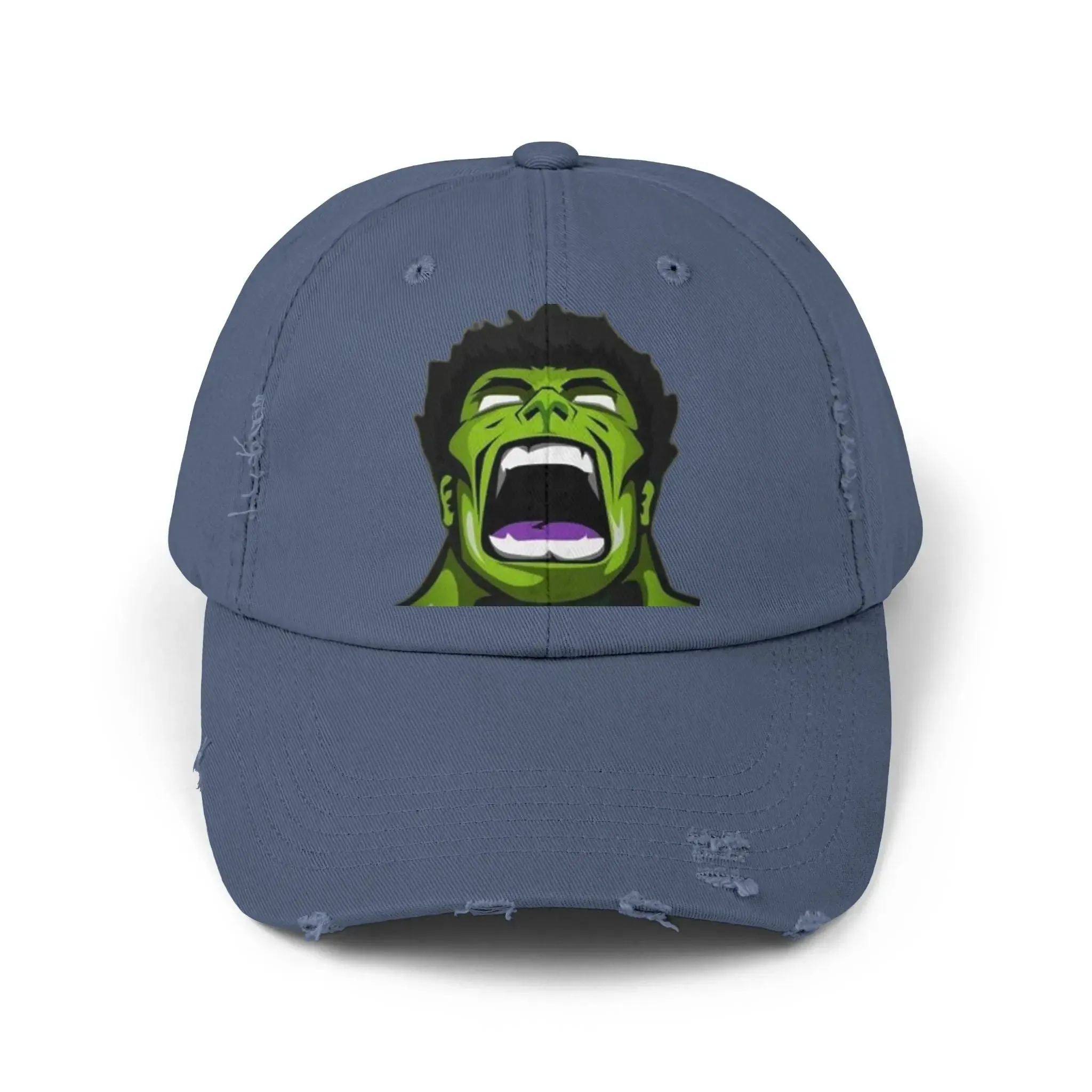 Men's & Women's Distressed Cap - Hulk Graphic Cap for Marvel Fans