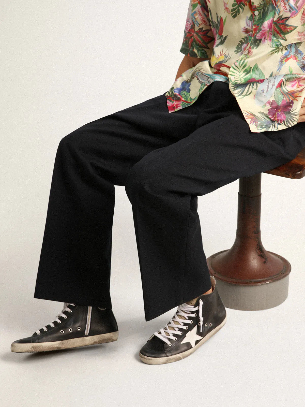 Men's Francy with black leather upper and white leather star