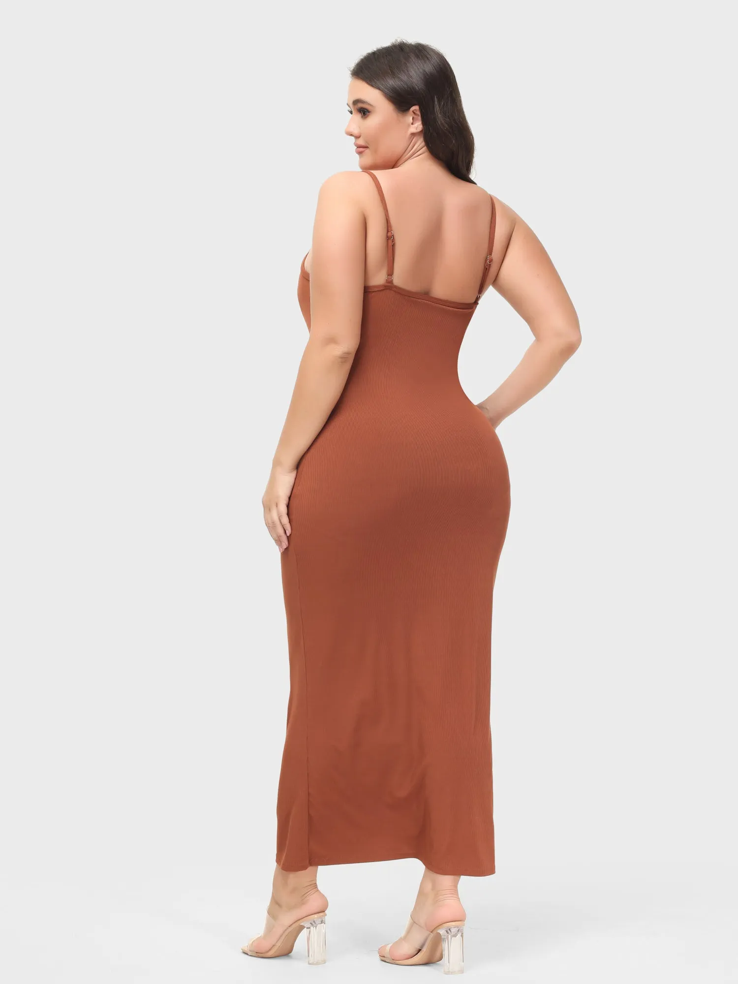 Midsize Goddess Slip Long Dress With Built-in Shapewear