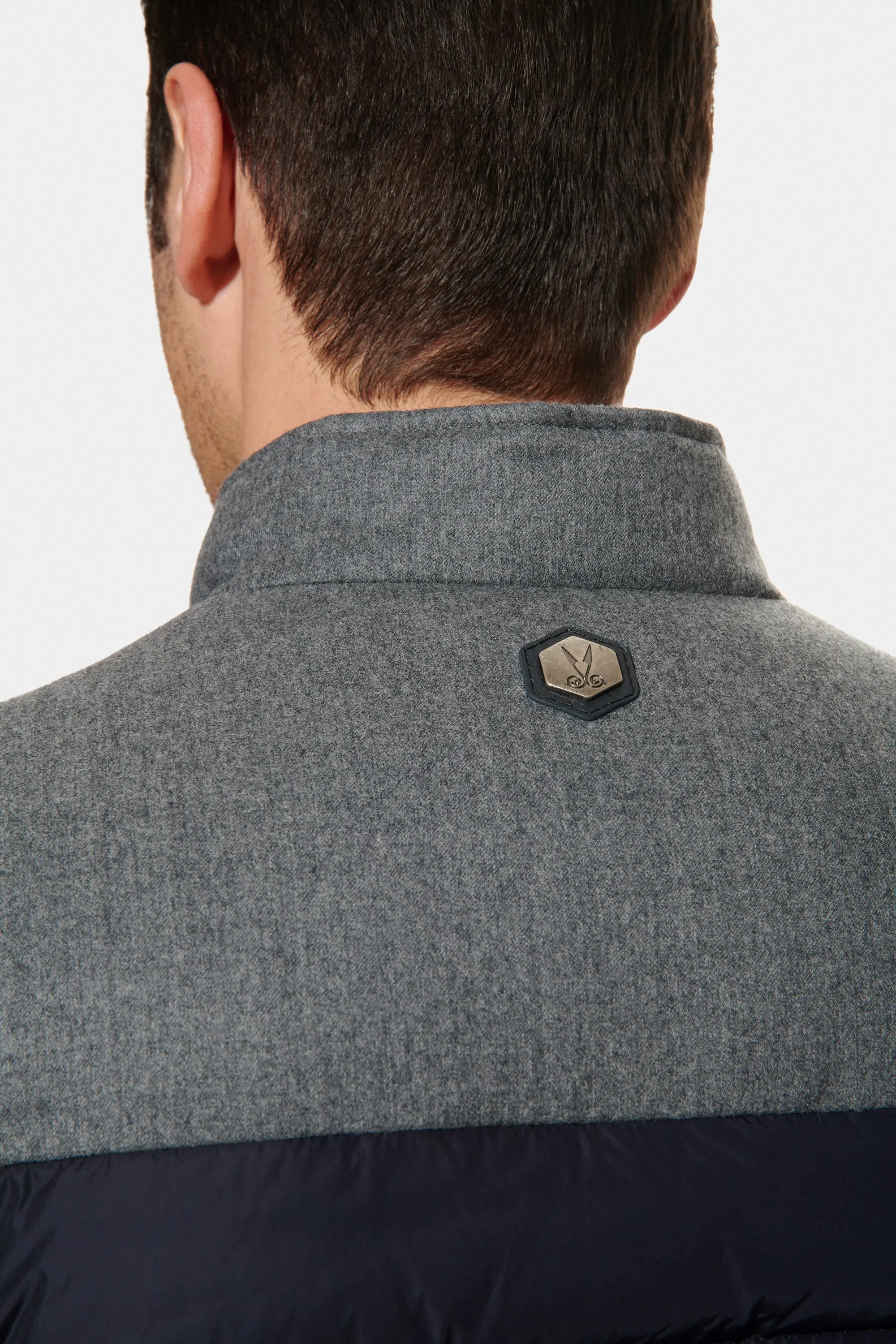 Mixed Media Stretch Wool Bomber, Charcoal