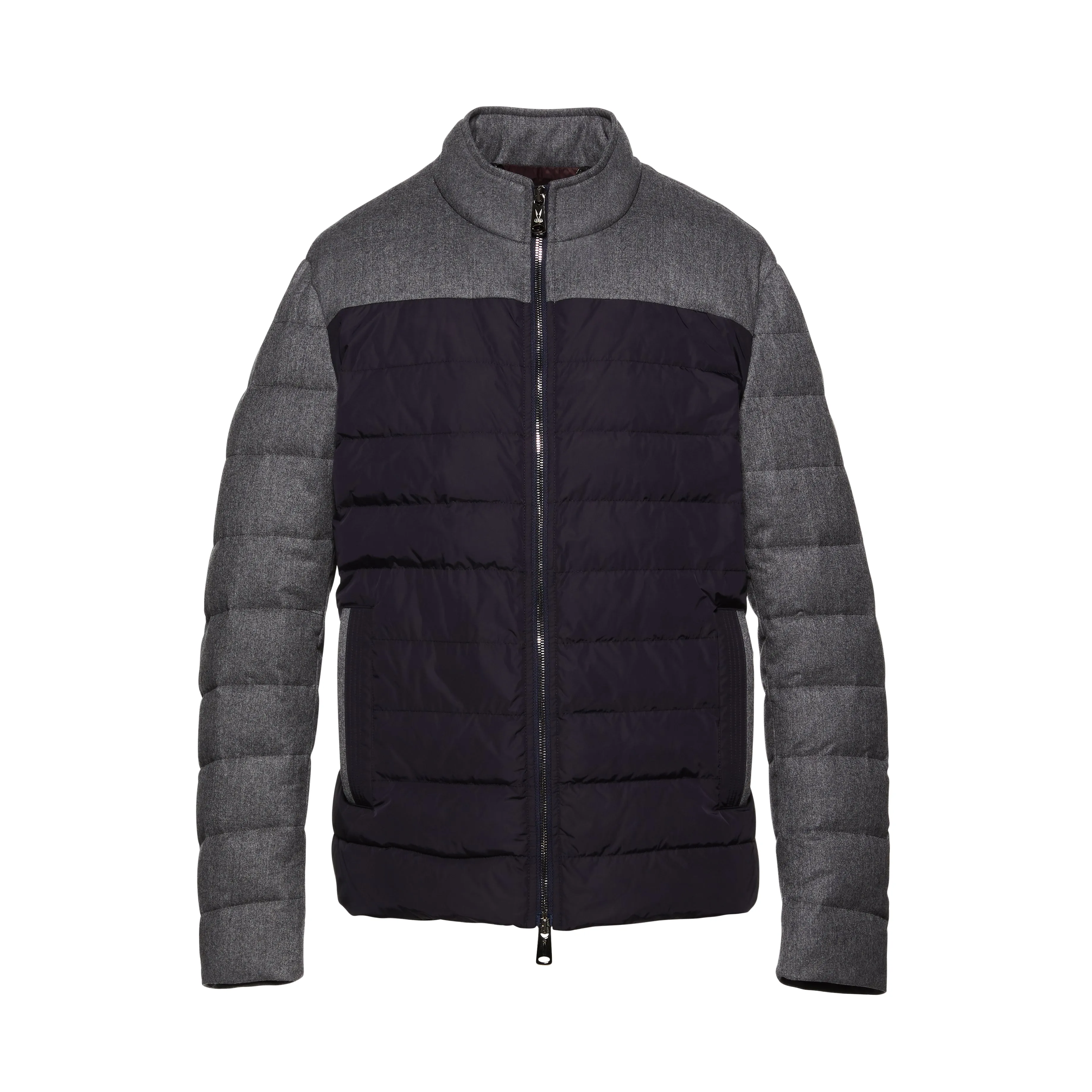Mixed Media Stretch Wool Bomber, Charcoal