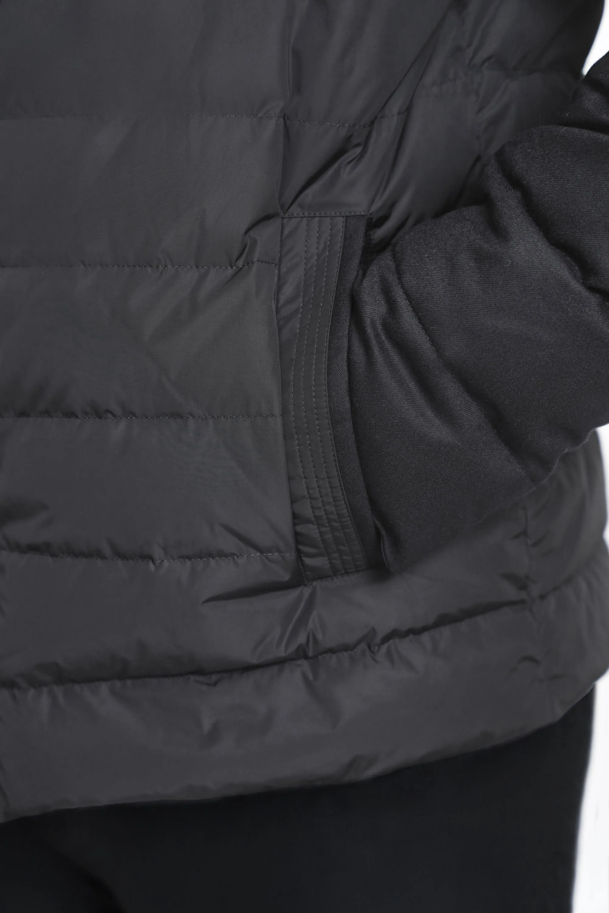 Mixed Media Stretch Wool Bomber, Dark Charcoal