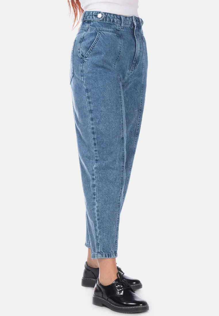 Multi Panel Washed Mom Jeans