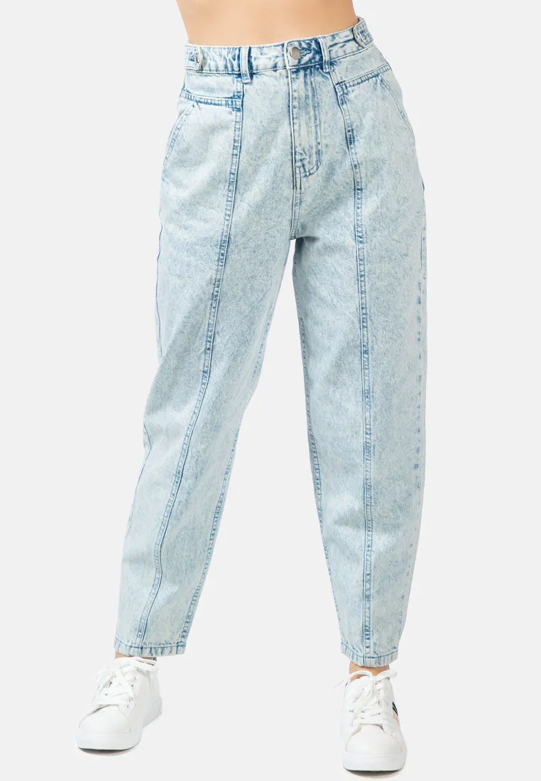 Multi Panel Washed Mom Jeans