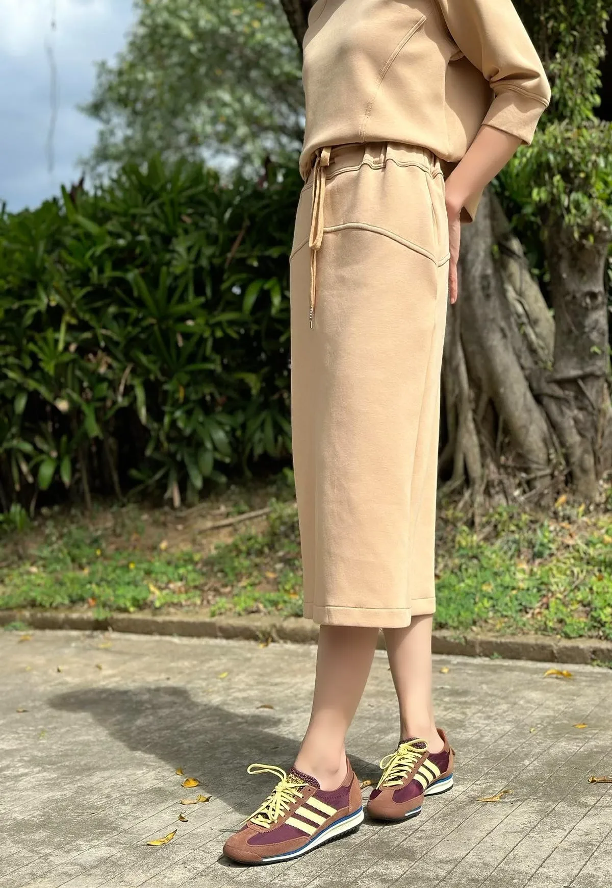 Olga Midi Skirt in Beige