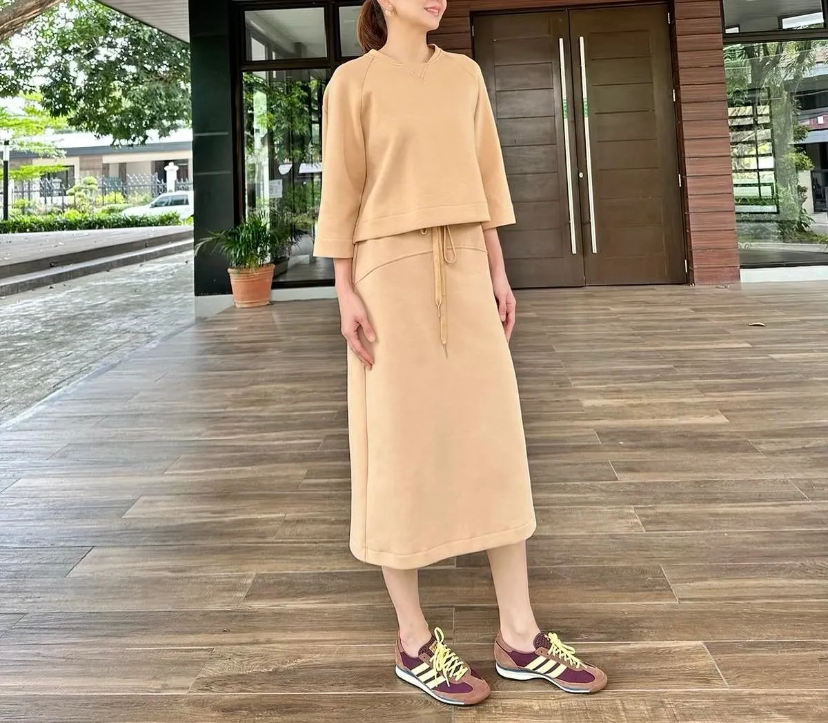 Olga Midi Skirt in Beige