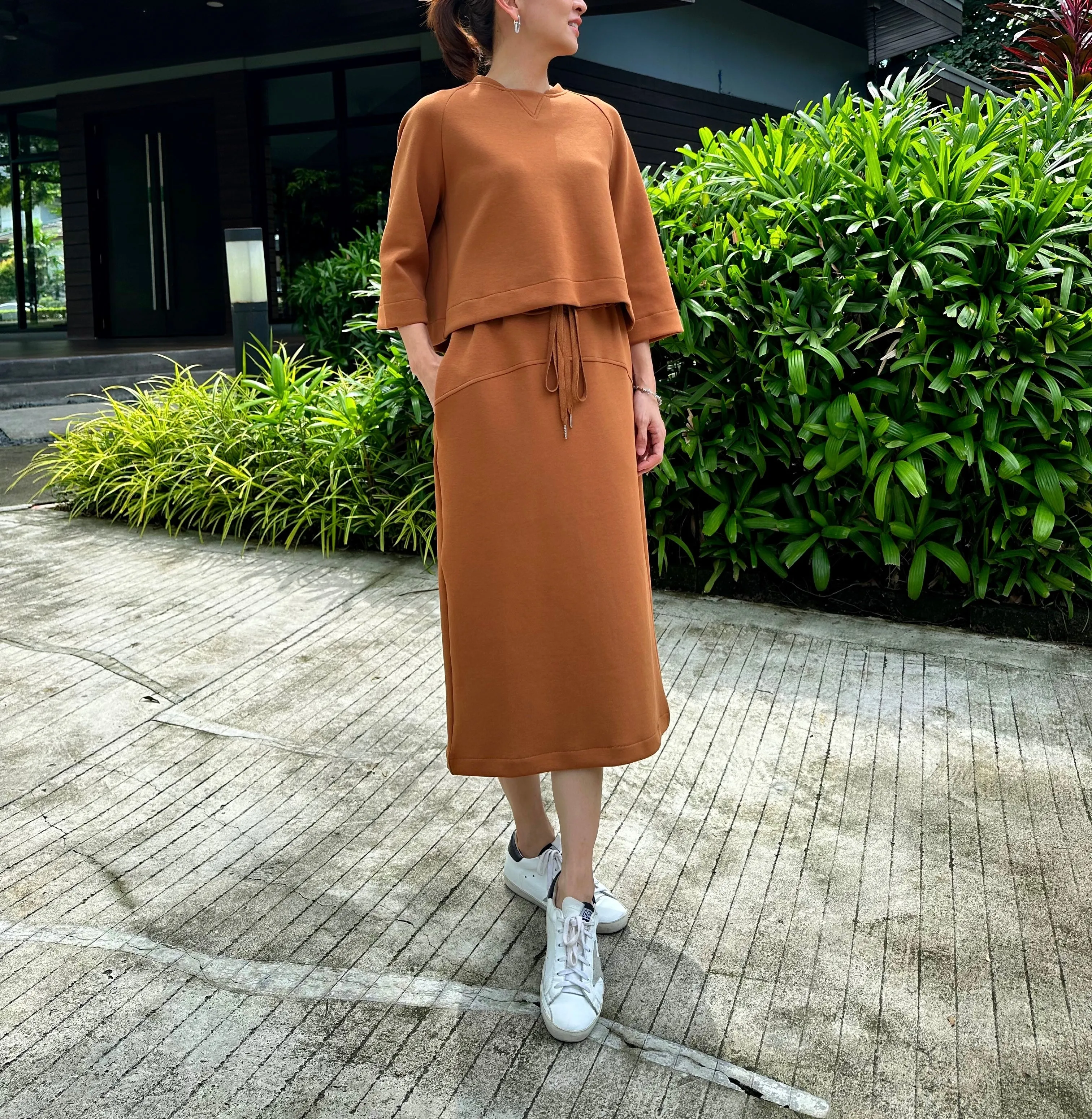 Olga Midi Skirt in Rust