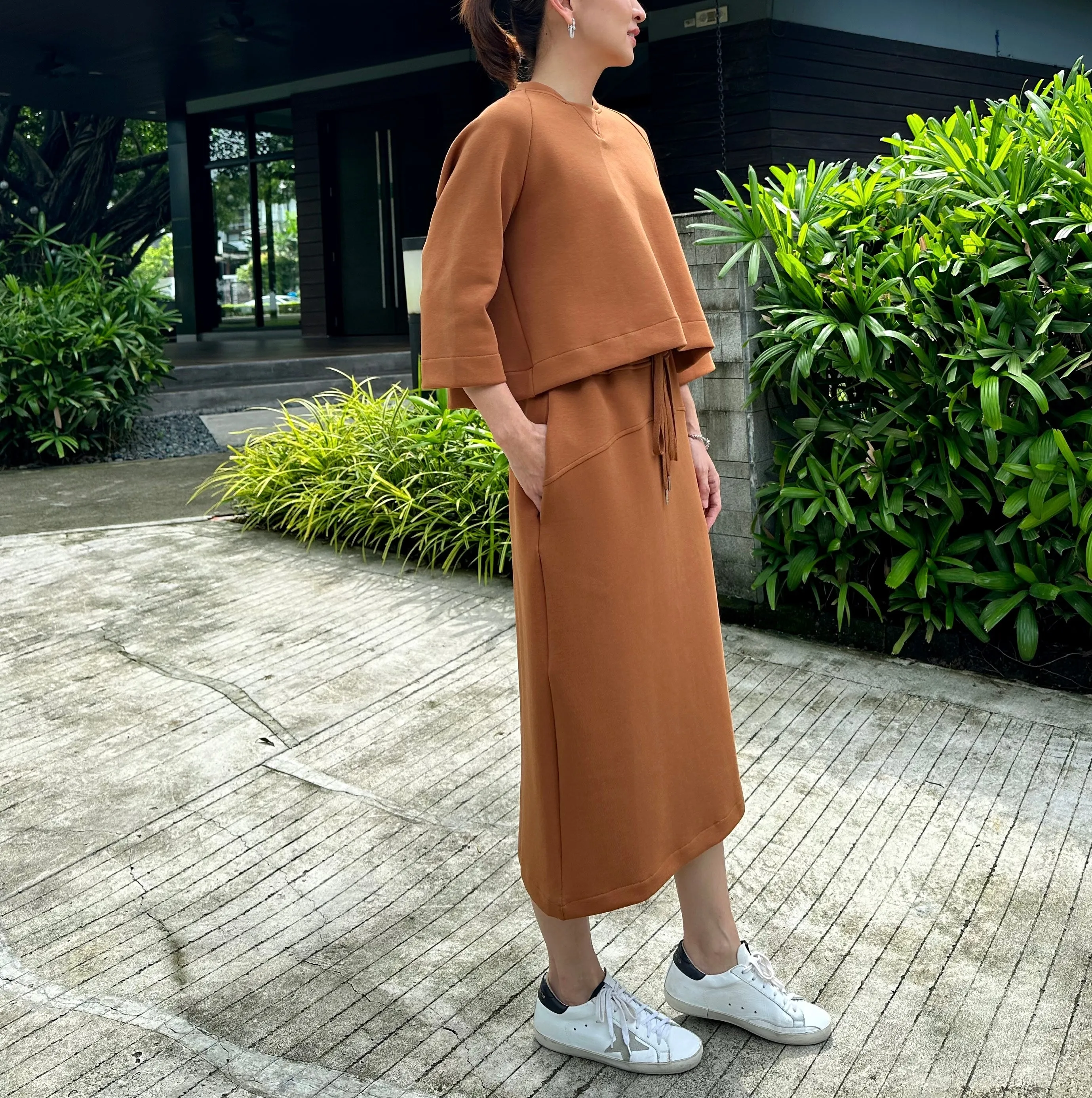 Olga Midi Skirt in Rust