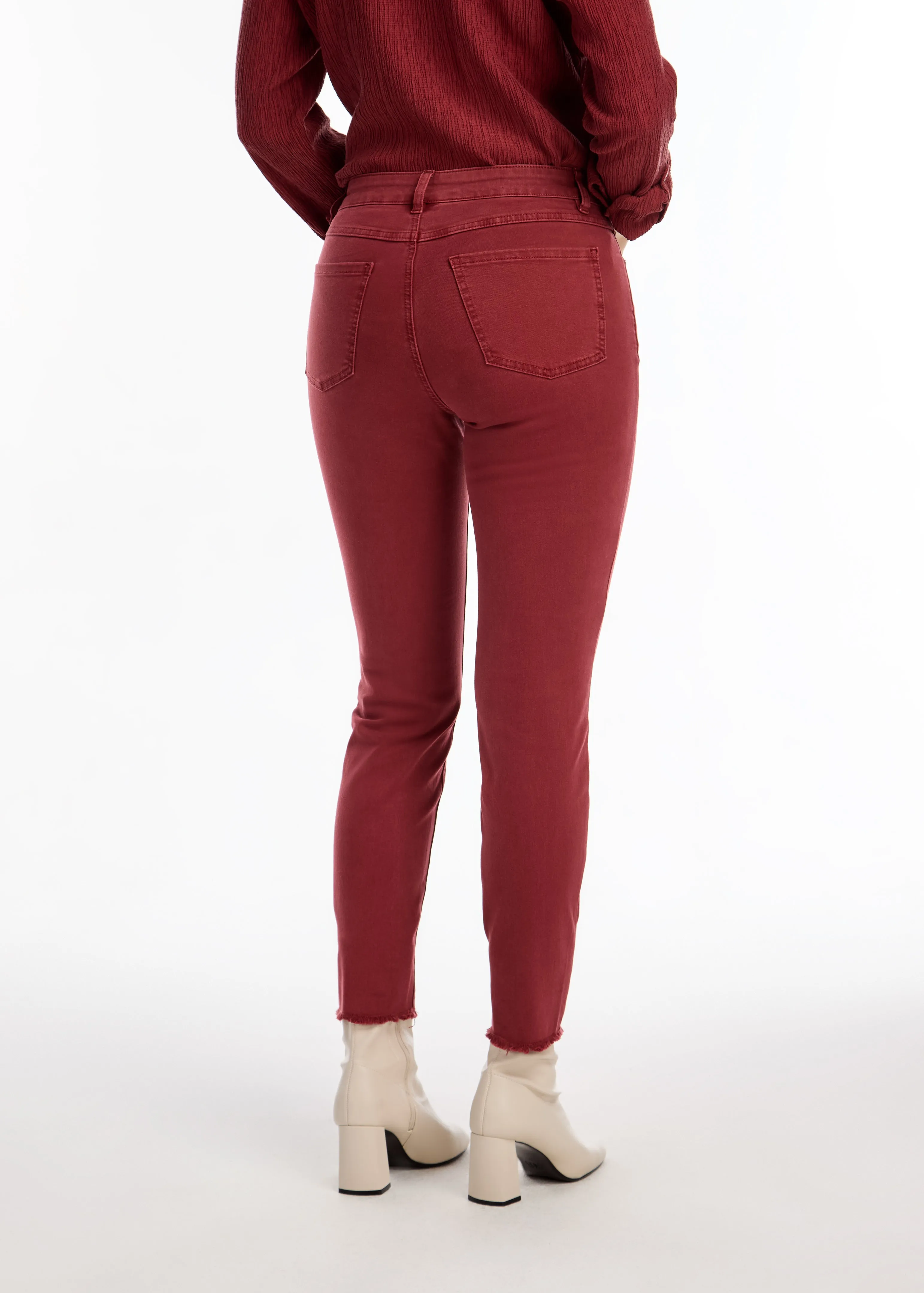 Olivia Slim Ankle Denim, Rust Red