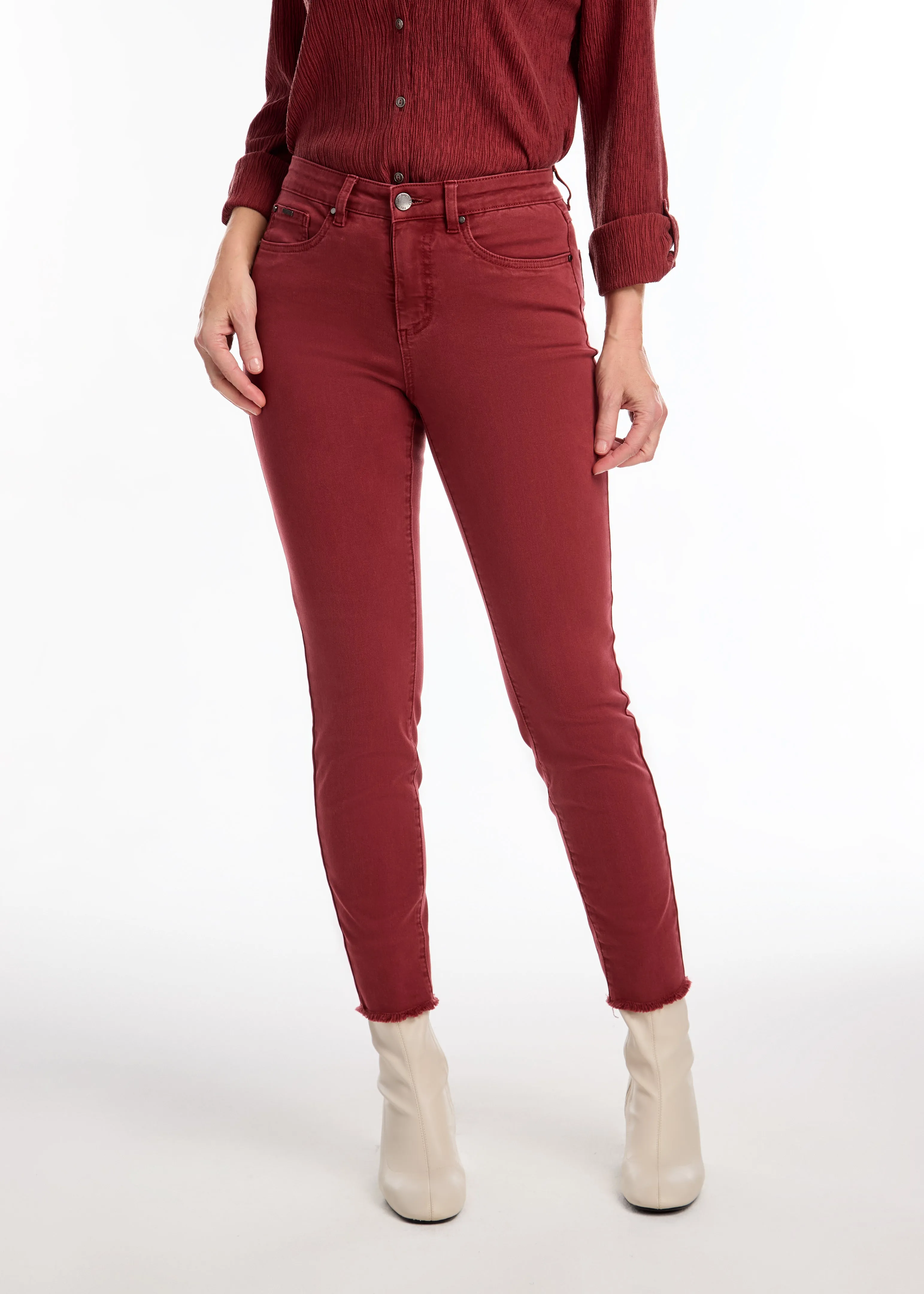 Olivia Slim Ankle Denim, Rust Red